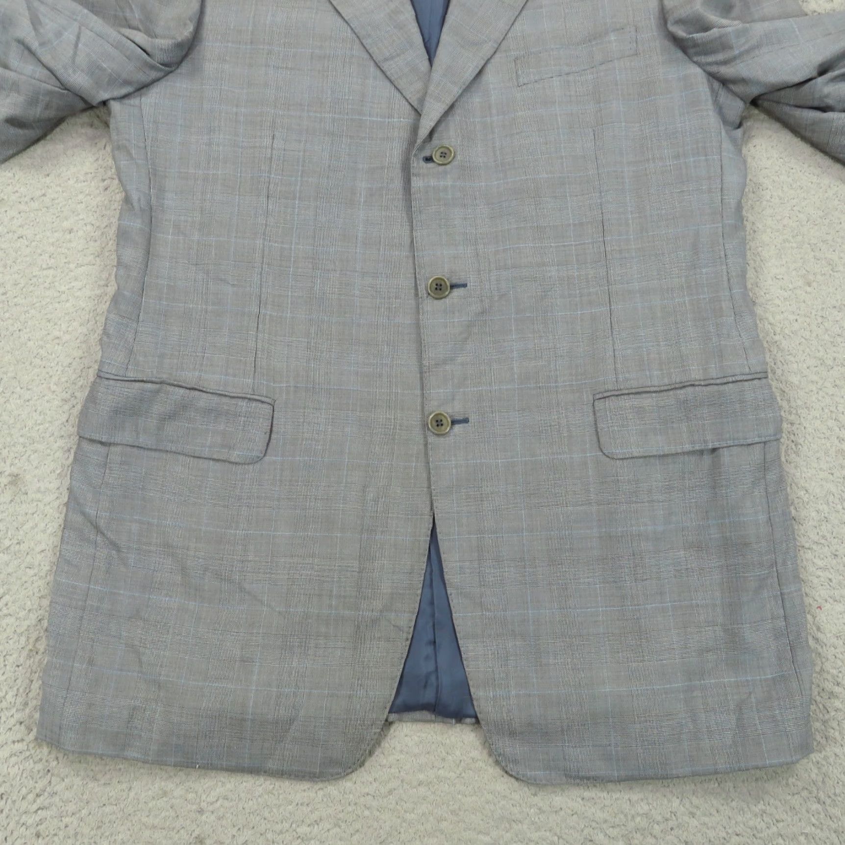 Canali Canali Suit 42L Super 120s Glencheck Plaid Pleated Cuffed Pant Trousers 34x32 Men Wool 2 Piece Business Formal Travel Gray Suit Mens 2-Piece Size 42R - 4 Thumbnail