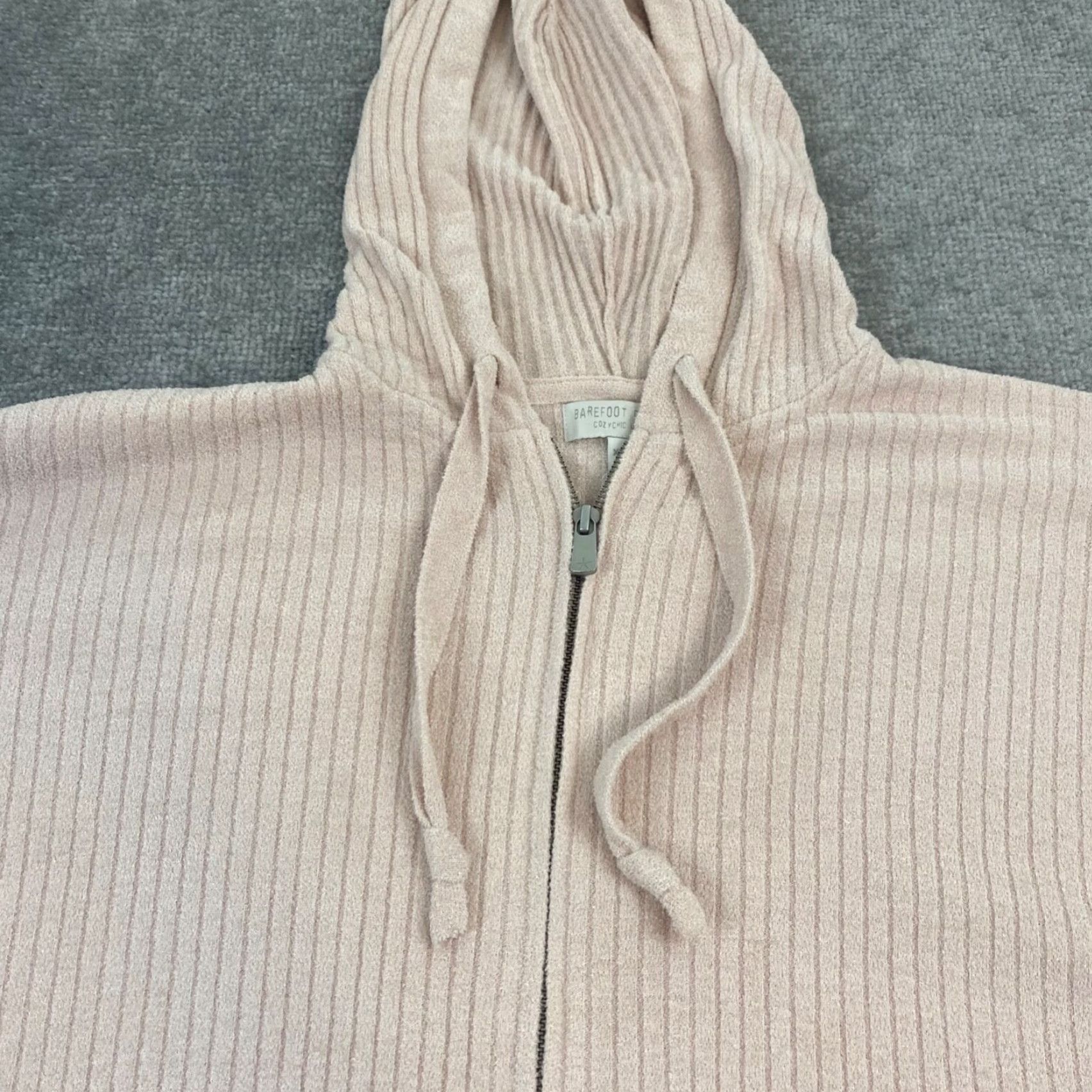 Vintage Barefoot Dreams Cozy Chic Ultra Light Ribbed Zip Poncho Hoodie XXS/XS Pale Pink Size XS / US 0-2 / IT 36-38 - 2 Thumbnail