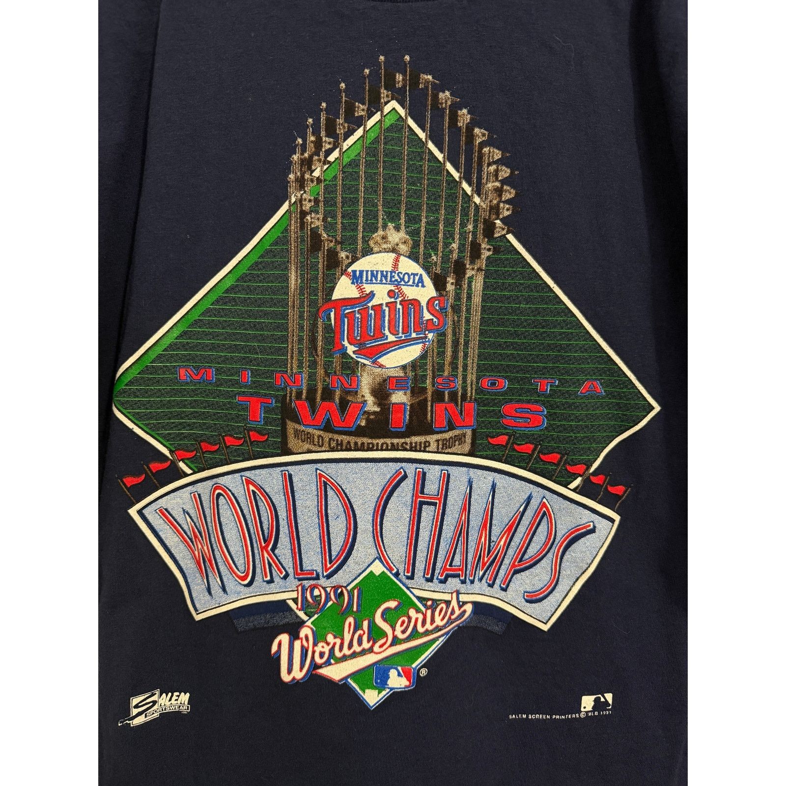 Salem Sportswear Vintage 1991 Minnesota Twins Single-Stitch T-shirt Size XL Size US XL / EU 56 / 4 - 2 Thumbnail