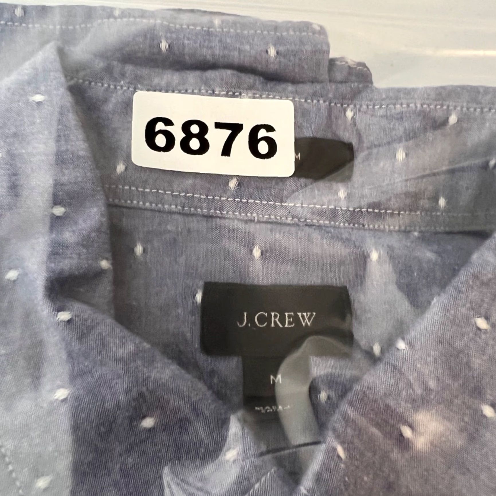 J.Crew J.CREW Mens Medium Slim Fit Blue Long Sleeve Shirt w/ White Dotted Pattern Shirt" Size US M / EU 48-50 / 2 - 7 Thumbnail