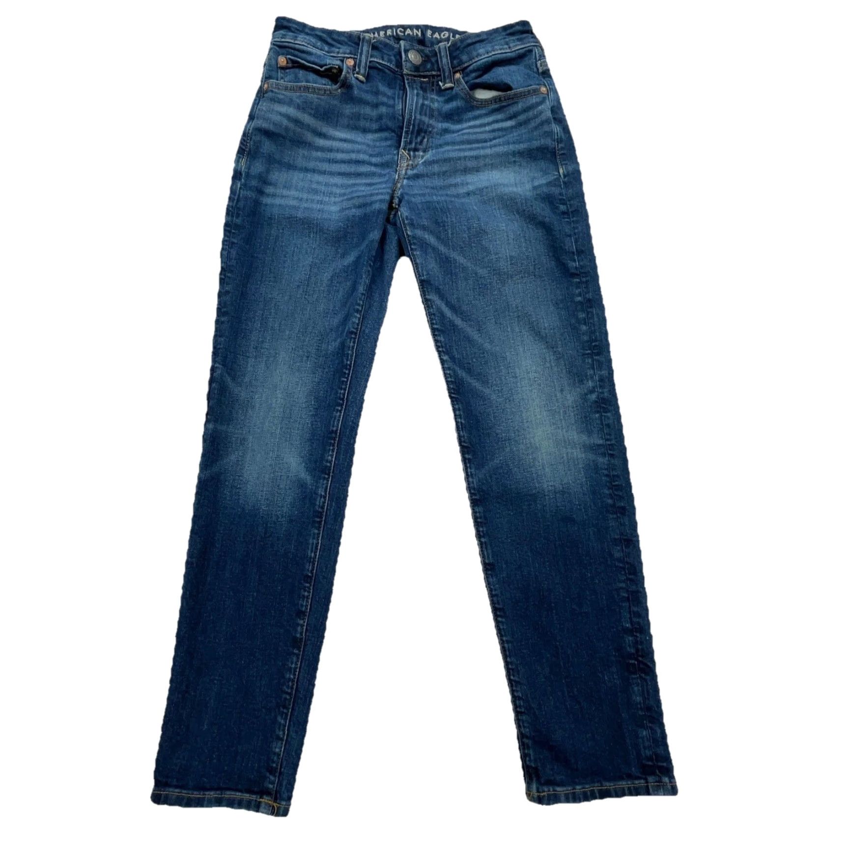 American Eagle Outfitters American Eagle Jeans Men Athletic Fit Dark Wash Blue 26x28 5-Pocket Denim Jeans Mens Athletic Fit 26 waist Regular Rise Mid Distressed No Vintage No Size US 26 / EU 42 - 2 Thumbnail