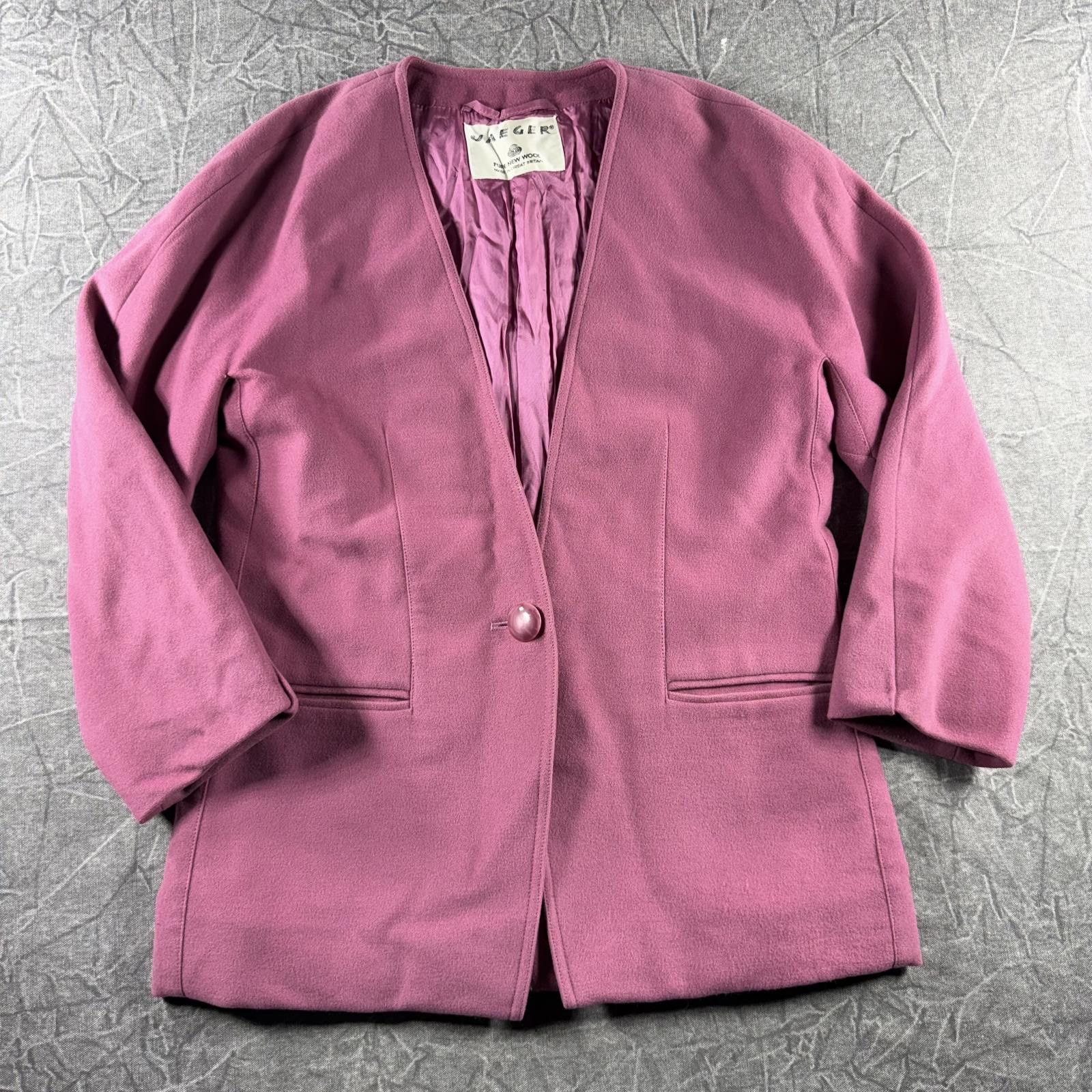 Jaeger Jaeger Blazer Women's 10 Pink Pure New Wool Size L / US 10 / IT 46 - 6 Thumbnail