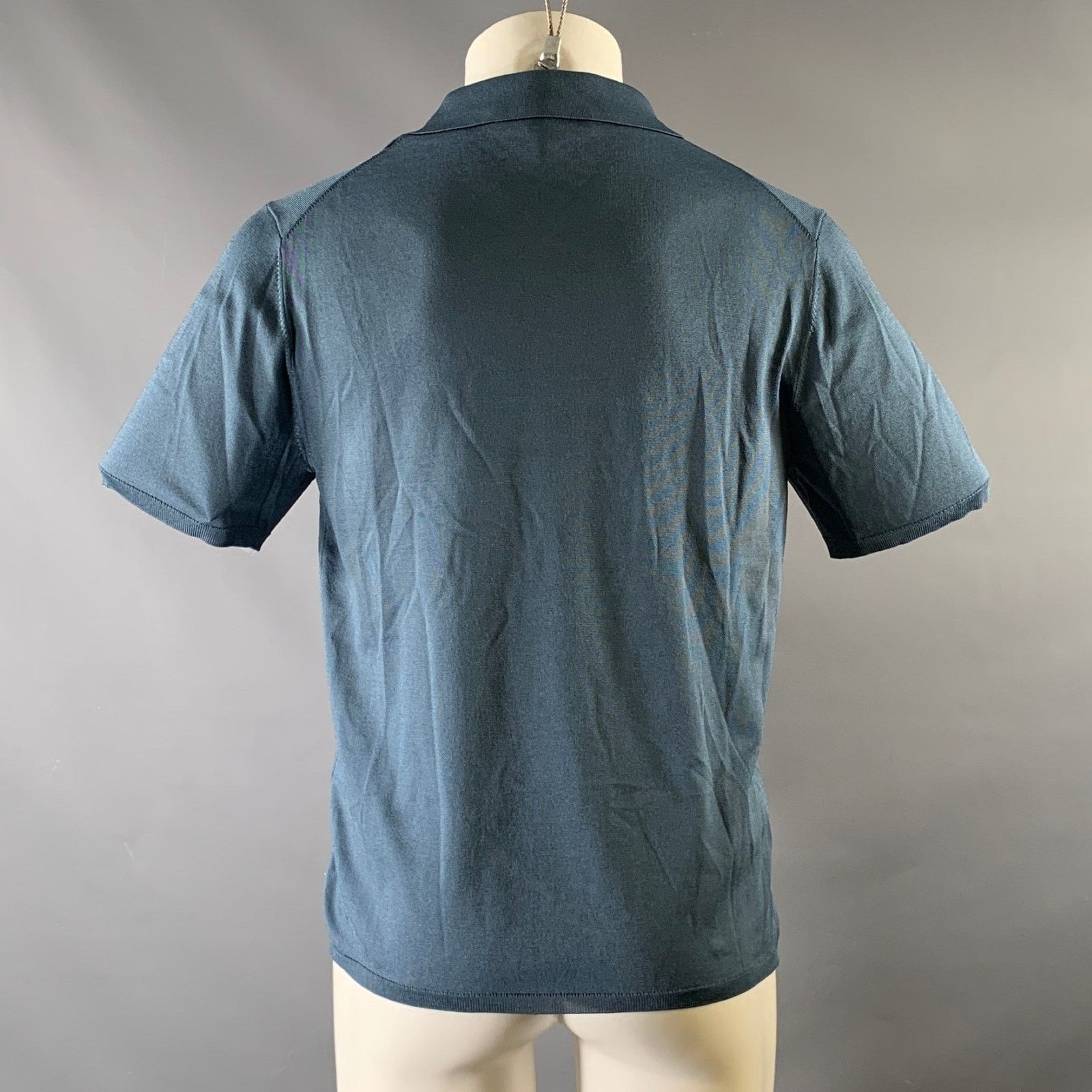 Sandro SANDRO Size S Navy Heather Acetate Blend Ribbed Polo Size US S / EU 44-46 / 1 - 3 Thumbnail
