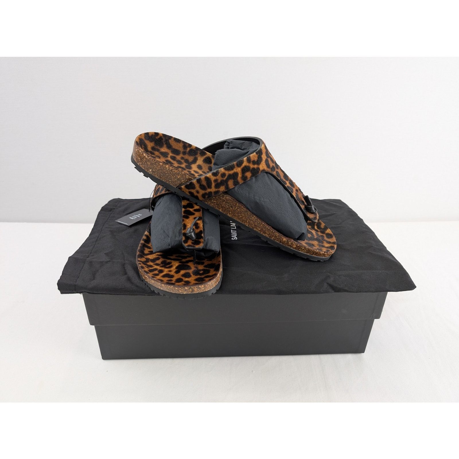 Saint Laurent Paris o1rshd1 Pony Spots Slipper sandal in Brown/Black Size US 10.5 / EU 43-44 - 11 Thumbnail