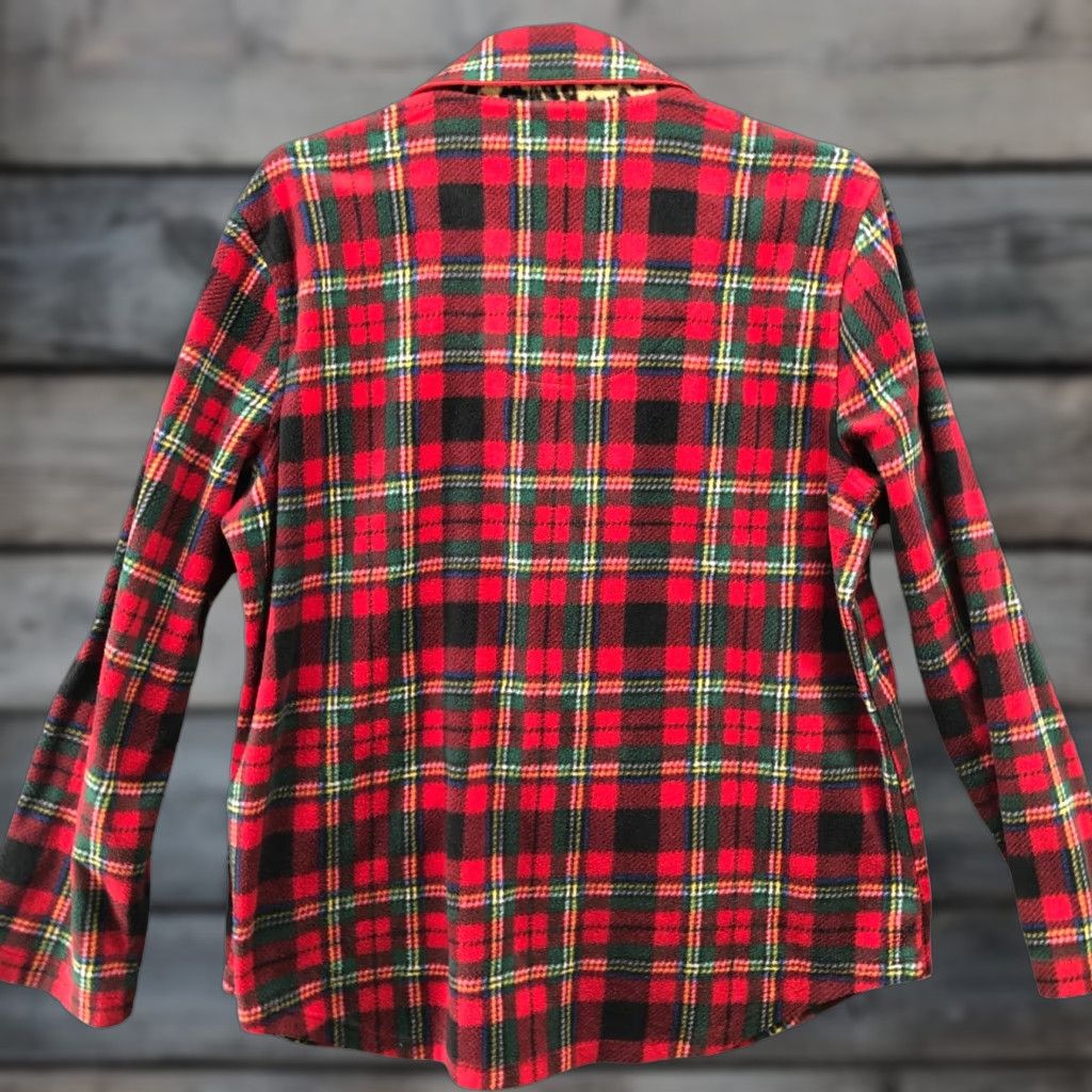 Ralph Lauren Lauren Ralph Lauren Fleece Pajama Shirt Womens L Red Scotch Plaid Crest Pocket Shirt Size L / US 10 / IT 46 - 1 Thumbnail