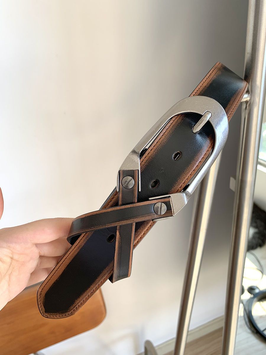 Designer New Trend Vintage Belt Riveted Belts Menswear Accessories Size ONE SIZE - 1 Thumbnail