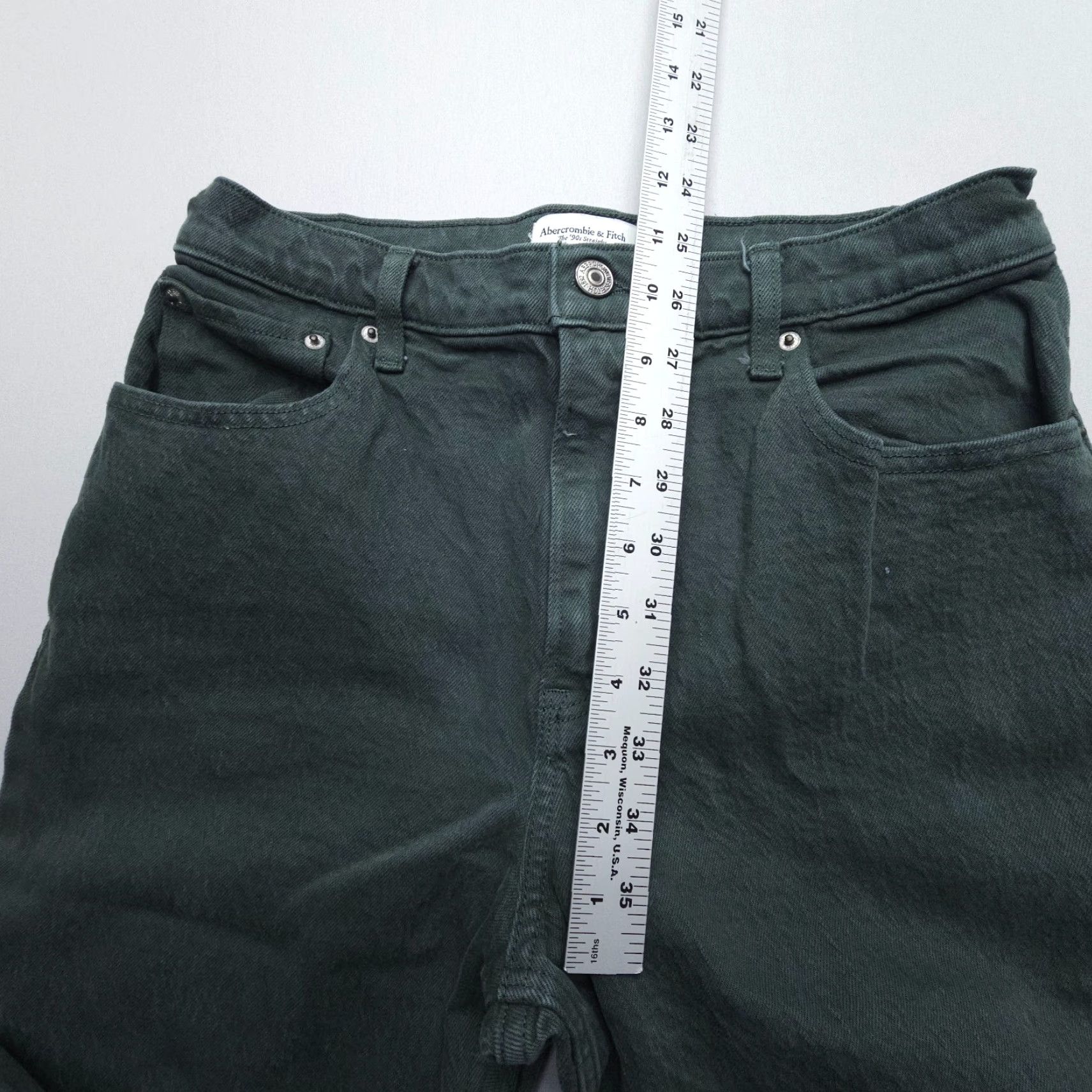 Abercrombie & Fitch Abercrombie & Fitch Jeans 90s Straight High Rise 28W 28L Green Denim Womens Classic 5-Pocket Size ONE SIZE - 6 Thumbnail