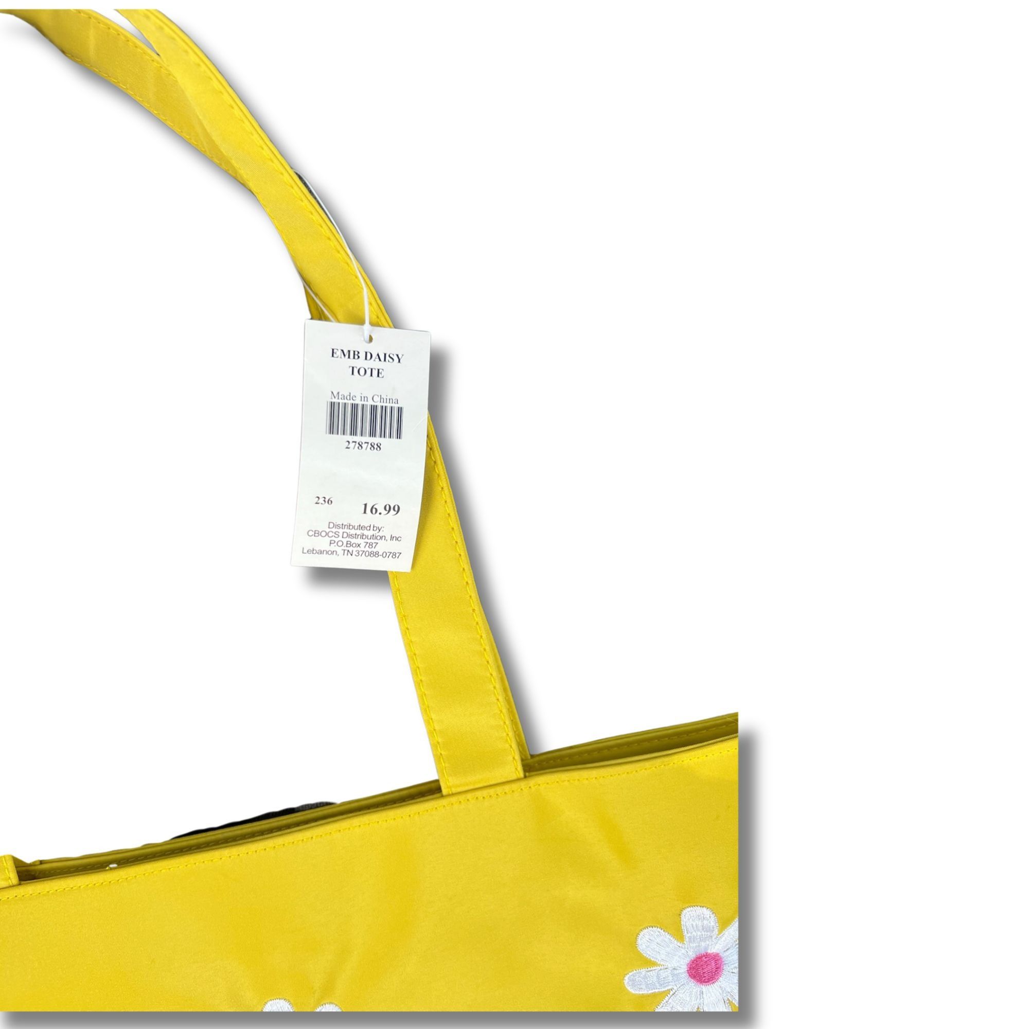 Other Yellow Embroidered Daisy Tote Bag With Matching Pouch Size ONE SIZE - 5 Thumbnail