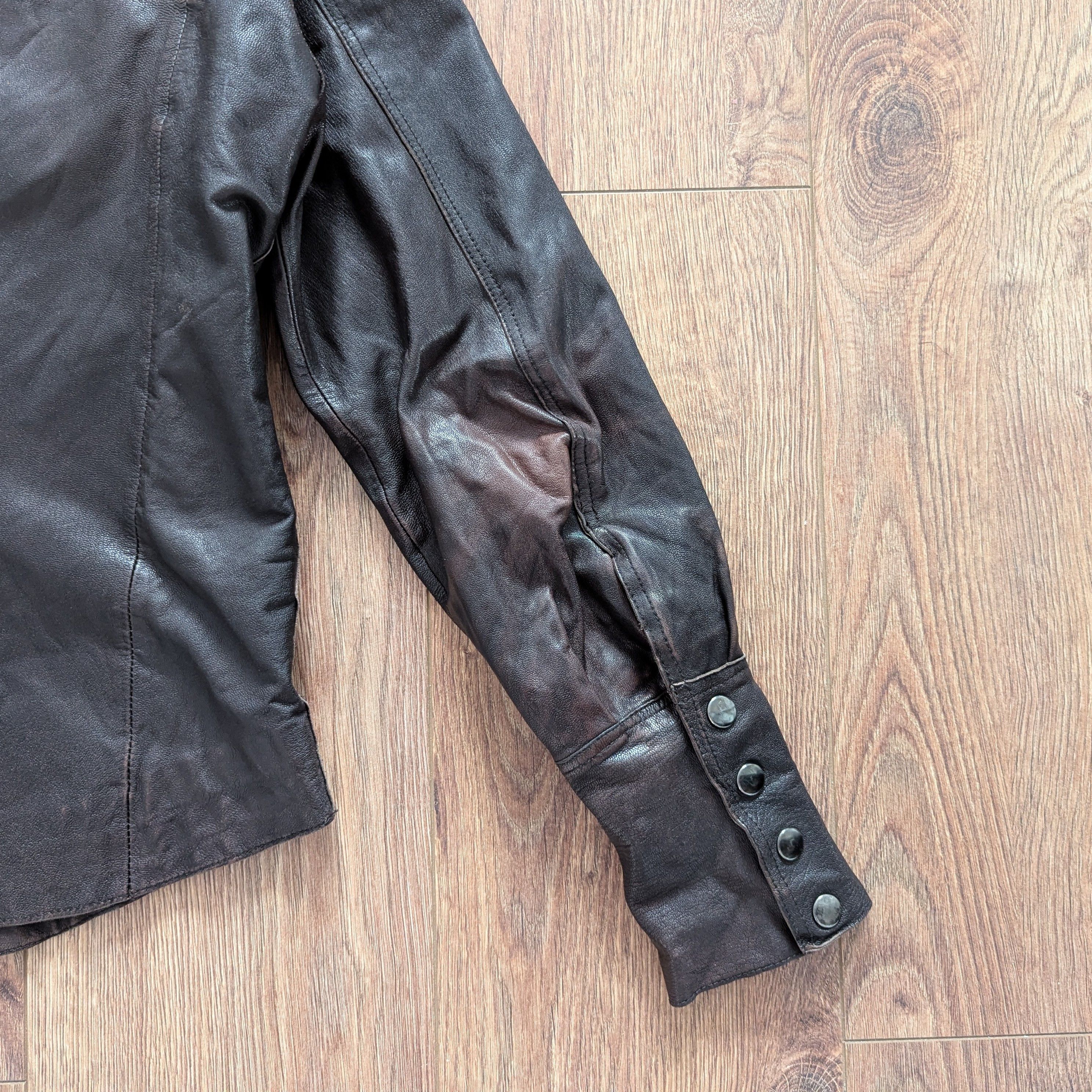 ALLSAINTS Rock Shirt Leather Clothing Slim Fit Dark Brown