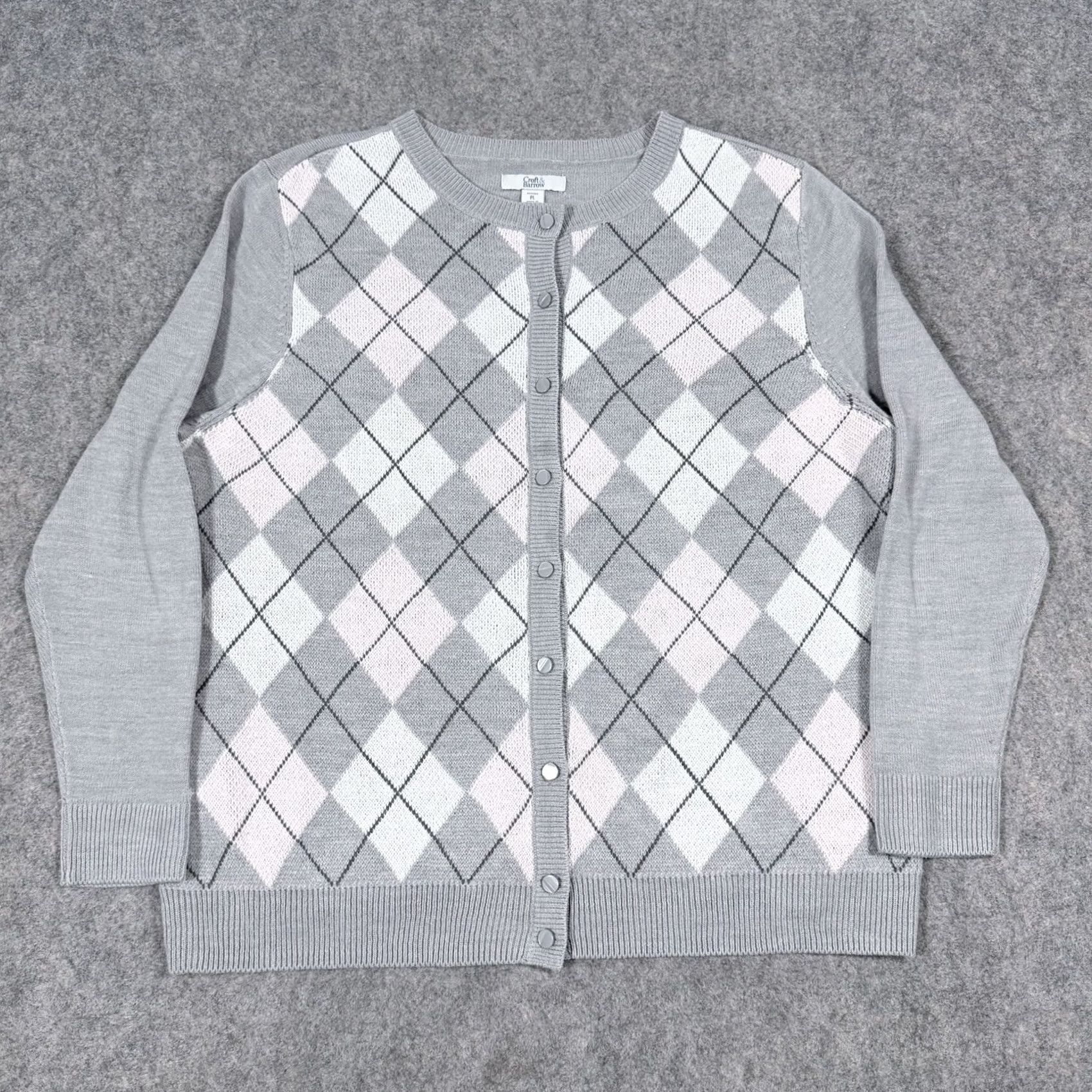Croft & Barrow Croft & Barrow Cardigan Sweater Women's Large Gray PT Petite Knit Open Collarless Lightweight 90s Bohemian Regular Womens Size L / US 10 / IT 46 - 2 Thumbnail