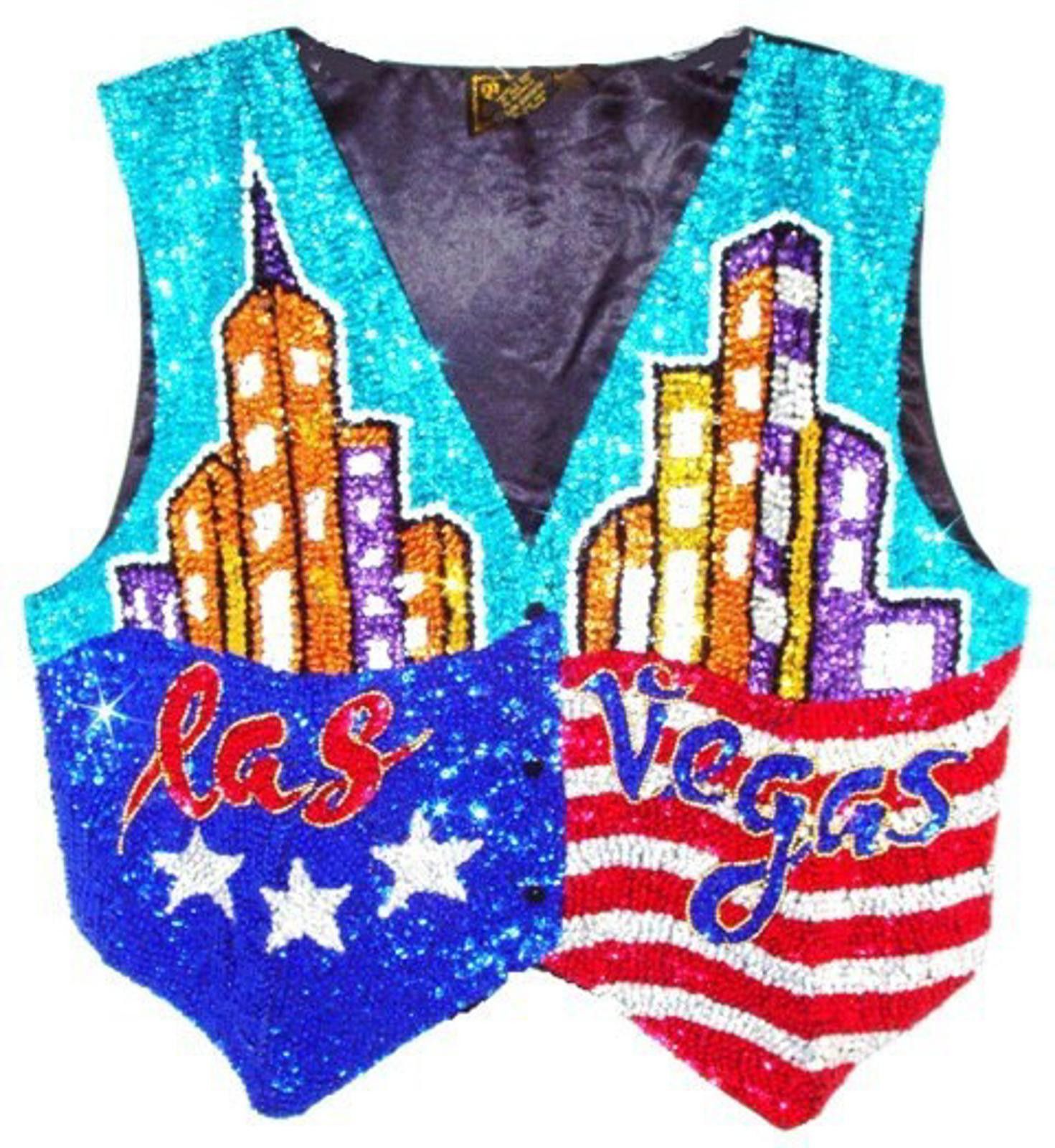 Designer Sequin Vest USA LAS VEGAS (only Medium) Size M / US 6-8 / IT 42-44 - 1 Preview