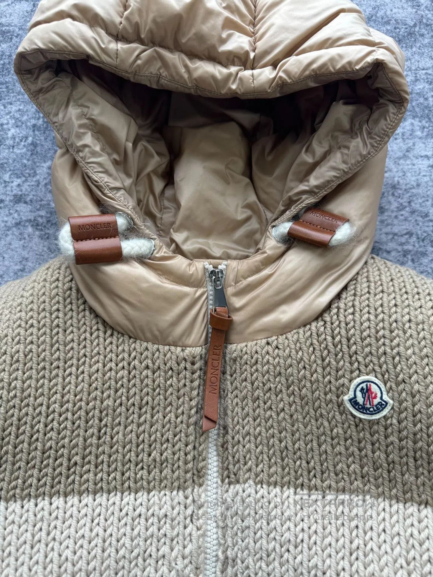 Moncler Moncler Beige Knitted Wool Spliced Down Vest. Size US S / EU 44-46 / 1 - 3 Thumbnail