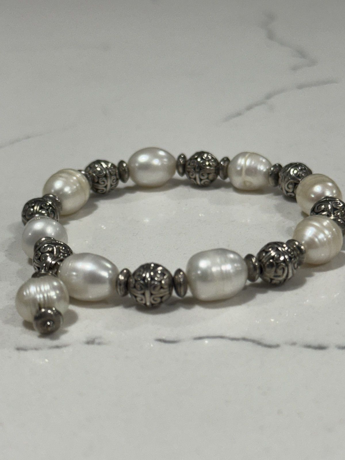 Jewelry Sterling Silver & Natural Freshwater Pearl Bracelet Baroque Size ONE SIZE - 1 Thumbnail