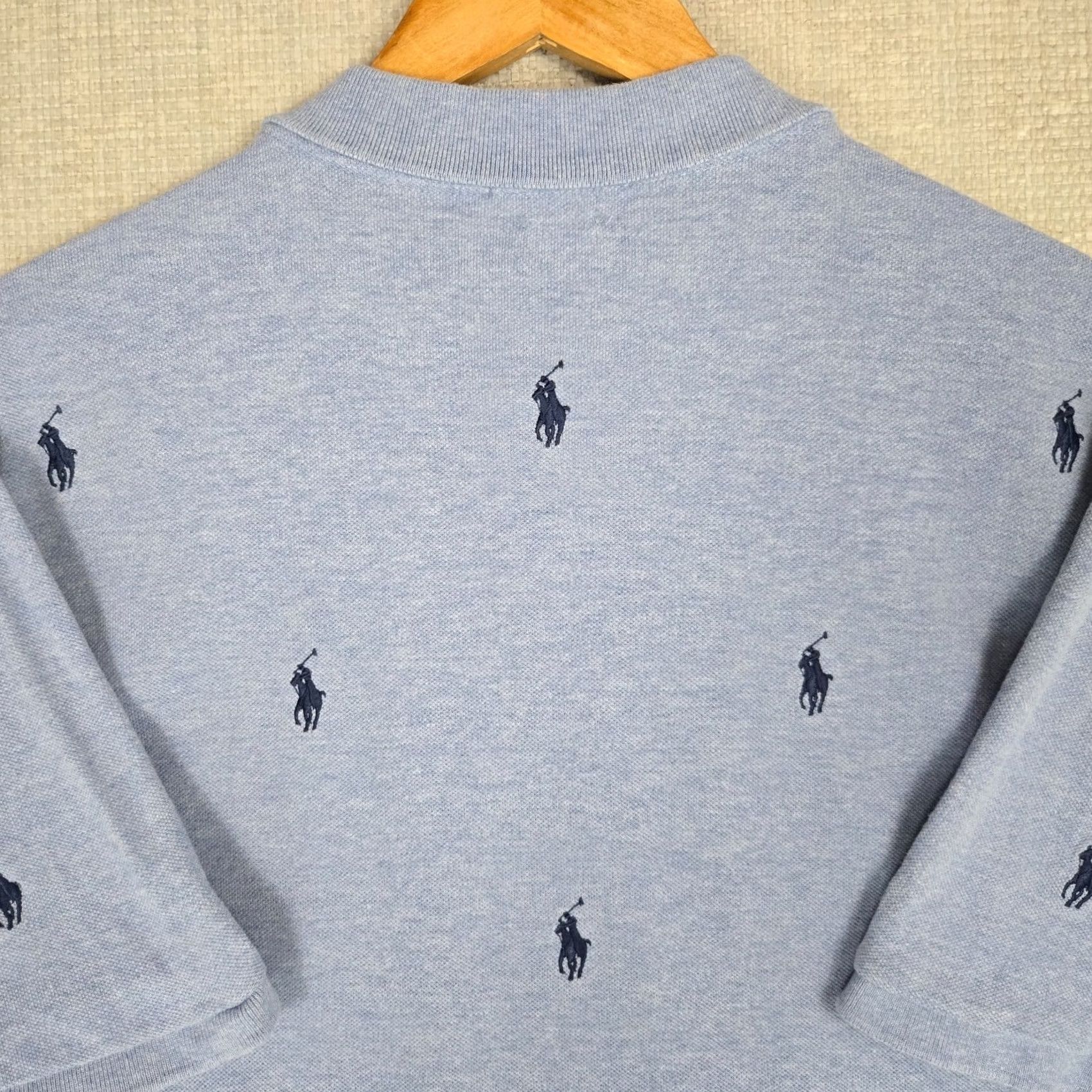 Polo Ralph Lauren Polo Ralph Lauren Mens Cotton All Over Pony Print Sport Shirt Blue Size US XXL / EU 58 / 5 - 5 Thumbnail