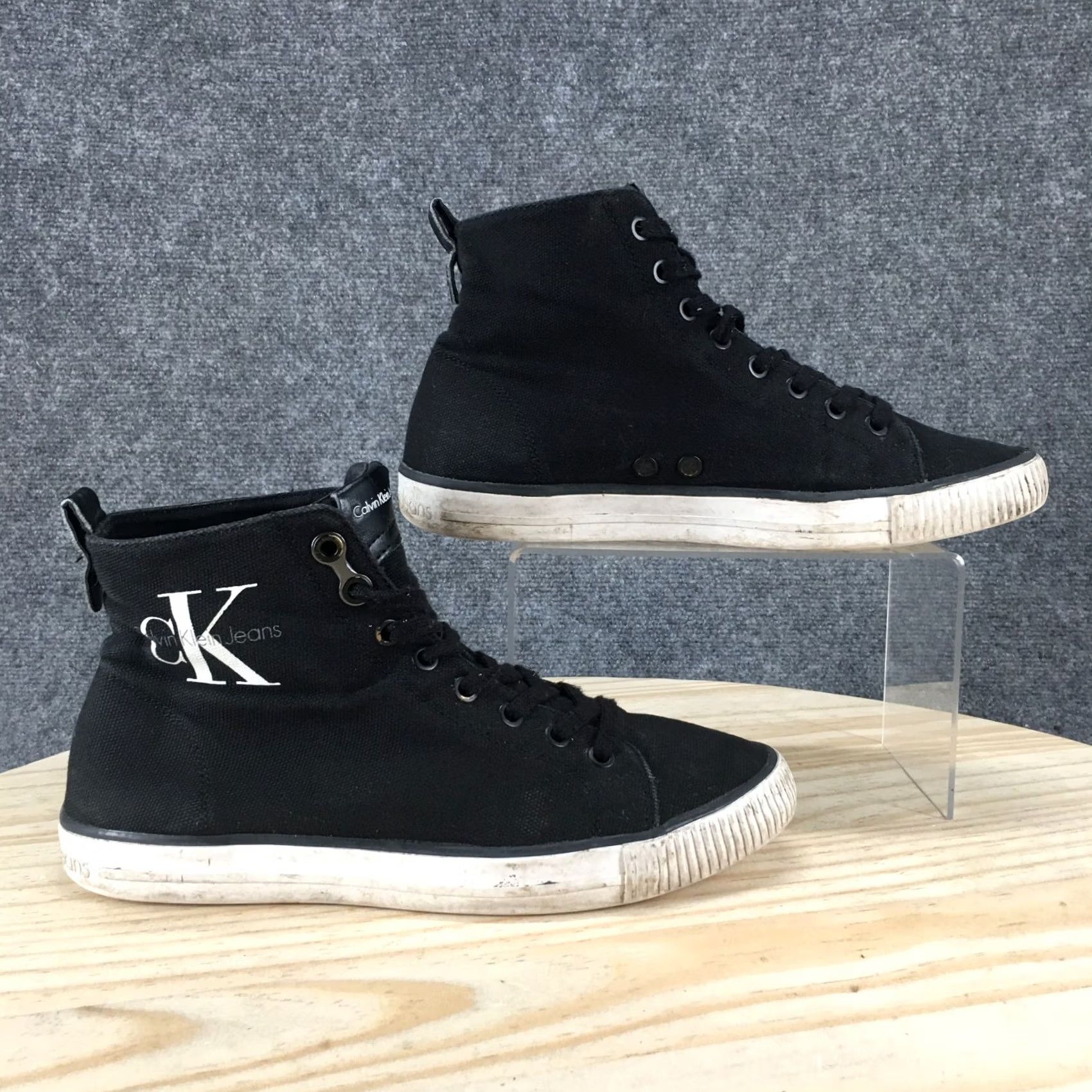 Calvin Klein Calvin Klein Shoes Mens 7 Arthur Sneakers Black Canvas Lace Up High Top Casual Size US M / EU 48-50 / 2 - 2 Thumbnail