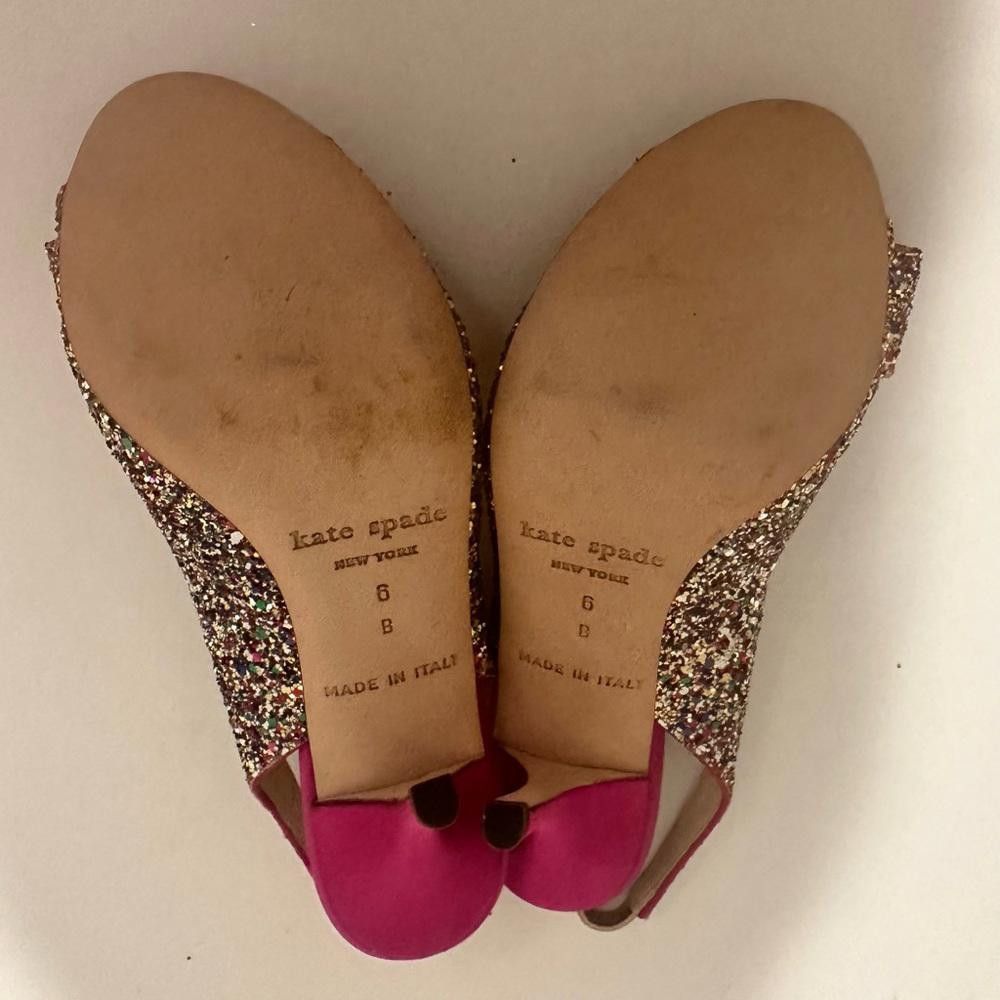 Kate Spade Kate Spade Charm Hot Pink Rainbow Glitter Slingback Heels 6 Size US 6 / IT 36 - 7 Thumbnail