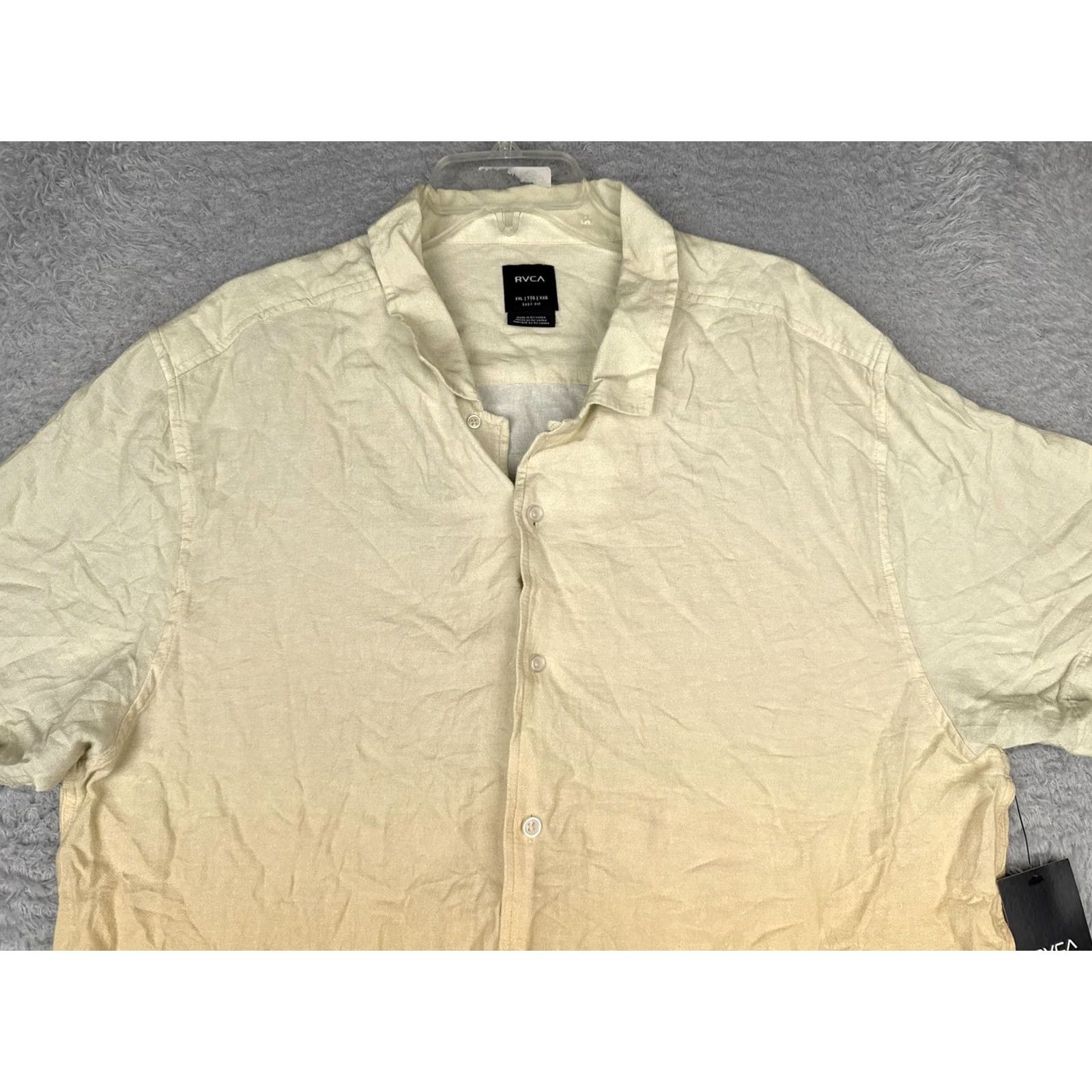 RVCA RVCA Shirt Mens 2XL Beige Short Sleeve Palm Tree Hawaiian Button Up Beach Size US XXL / EU 58 / 5 - 4 Thumbnail