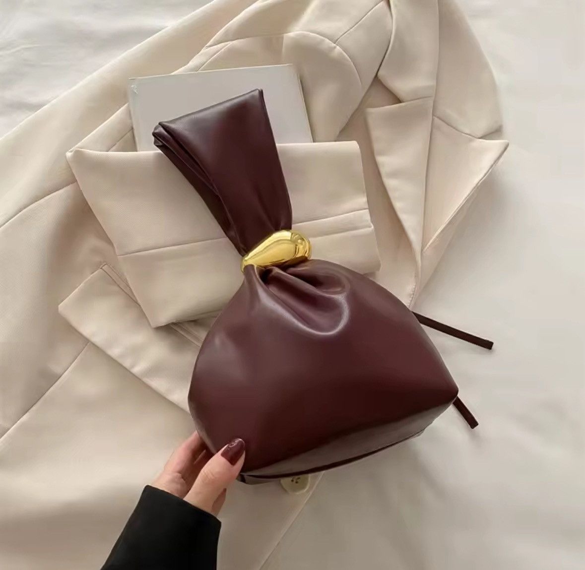Japanese Brand Personalized Soft Leather Clutch Bag Luxury Designer Women Size ONE SIZE - 5 Thumbnail