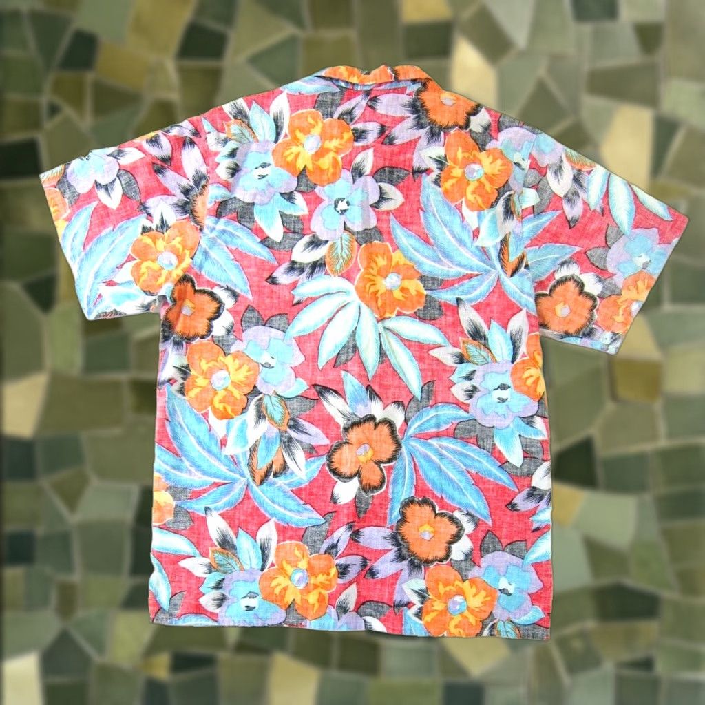 Vintage VINTAGE Breezin Shirt Men M 100% Cotton Short Sleeve Hawaiian Button-Up Blue Red Orange Floral pattern Hawaiian Mens Size US M / EU 48-50 / 2 - 1 Thumbnail