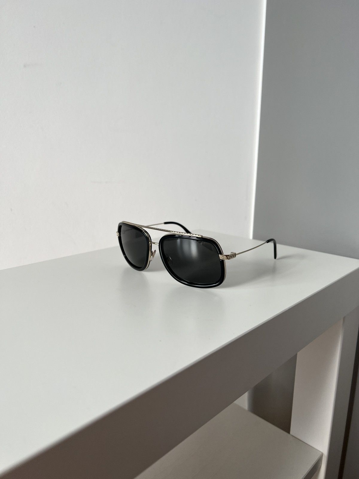 image of Versace Logo Greca Gold Black Sunglasses, Men's