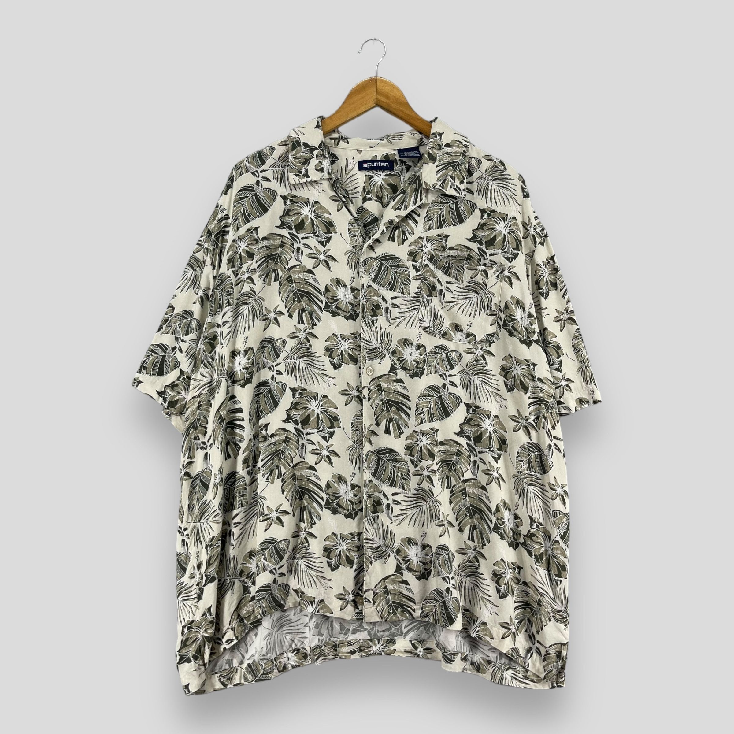 Puritan PURITAN Tropical Hibiscus Floral Motive Button Up Shirt Size US XL / EU 56 / 4 - 1 Thumbnail