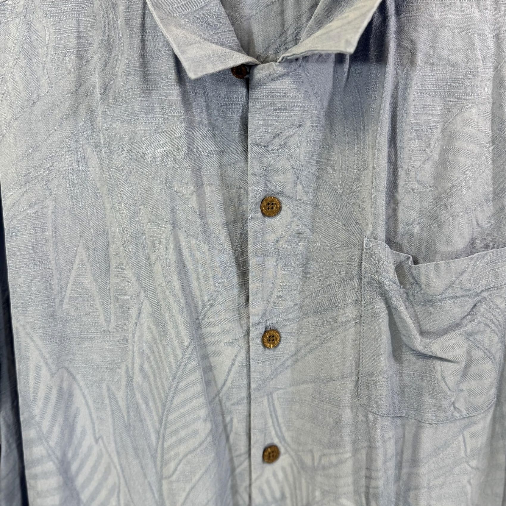 Tommy Bahama VINTAGE Tommy Bahama Shirt Mens XL Blue Silk Button-Up Camp Pocket Palm Leaf Size US XL / EU 56 / 4 - 4 Thumbnail