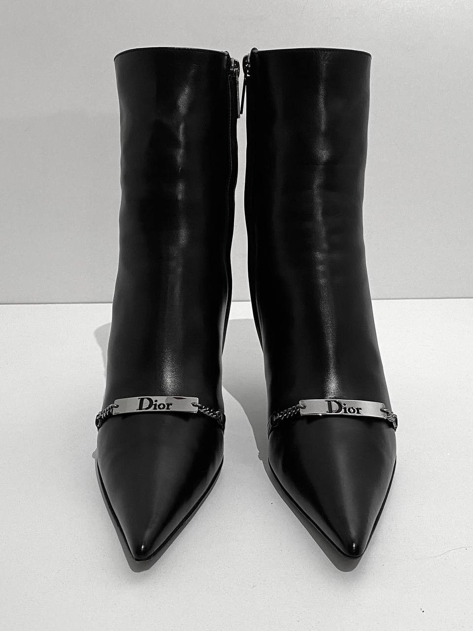 Dior Dior x Galliano Chain Logo Black Leather Archive Boots Y2K Size US 6.5 / IT 36.5 - 3 Thumbnail