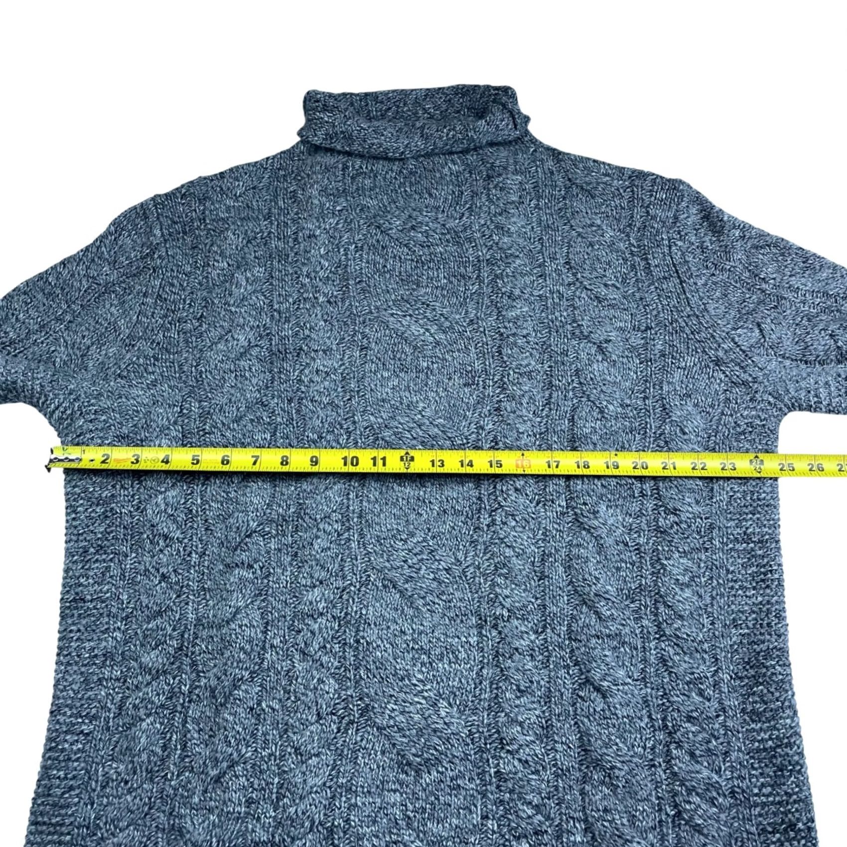 Banana Republic Banana Republic Mens Chunky Cable-Knit Fisherman Turtleneck Sweater Gray XL Size US XL / EU 56 / 4 - 7 Thumbnail