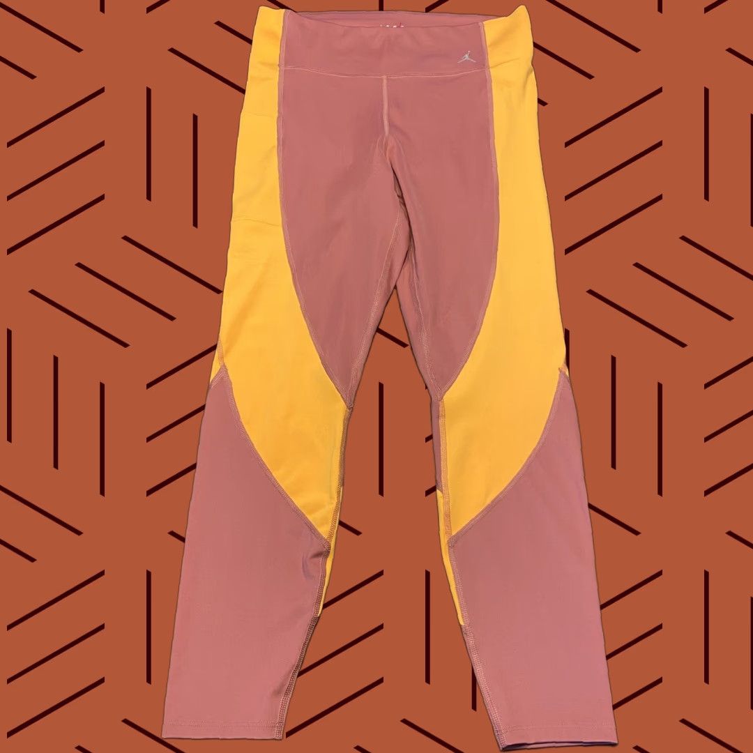 Nike VINTAGE Nike Jordan Leggings Women Large 28x25 Capri Activewear Gym Pink Yellow Michael Size 36" / US 14 / IT 50 - 1 Thumbnail