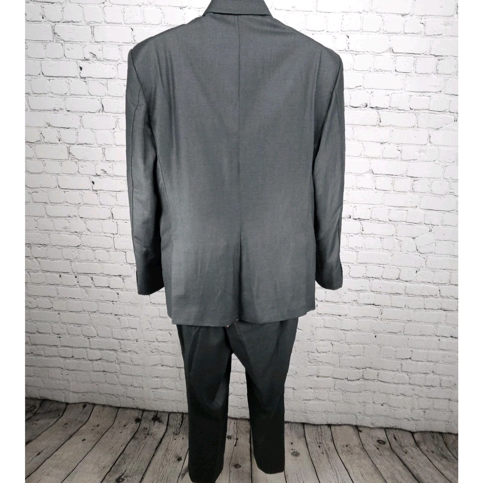 Vintage Unbranded Grey Full Pant Suit 2 Piece Set Notch Jacket 2 Button Double-Vented 40S 33x28 Mens Size 40R - 2 Thumbnail