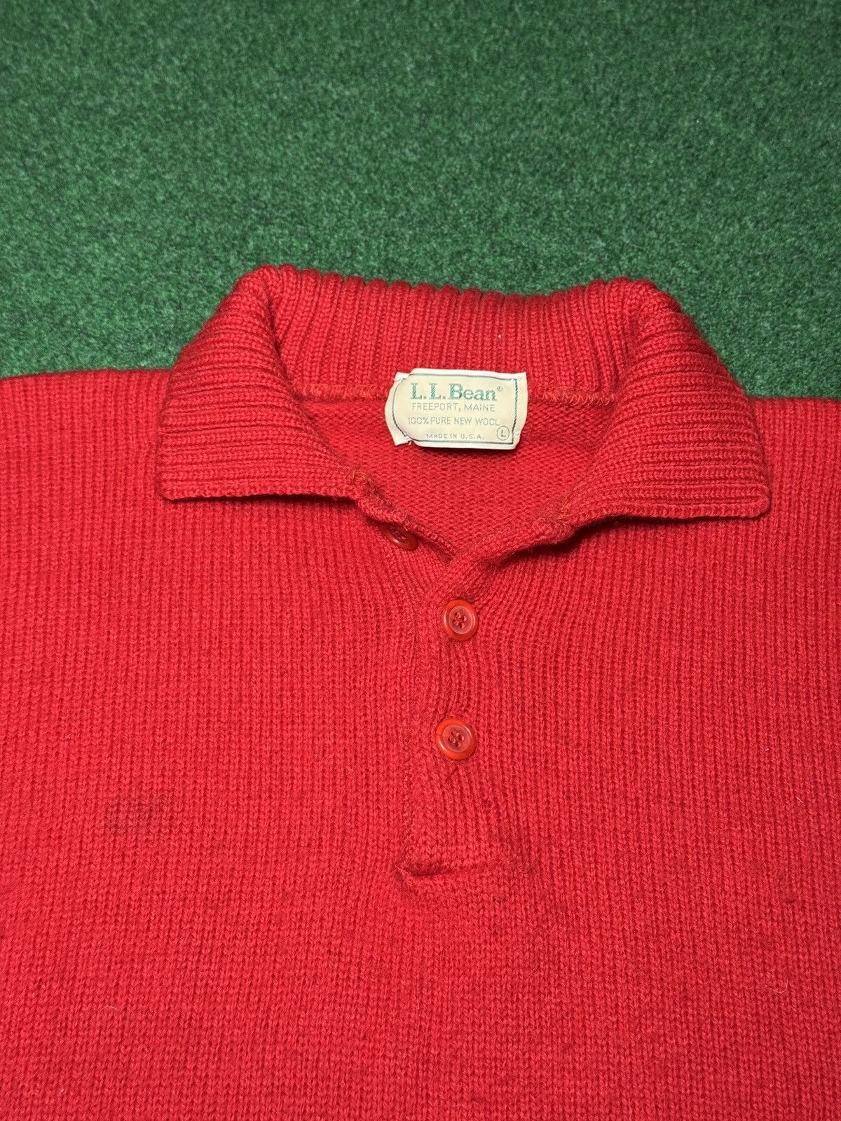 L.L. Bean LL Bean True Vintage Red Wool Pullover Polo 22x25 Sweater Size US L / EU 52-54 / 3 - 2 Thumbnail