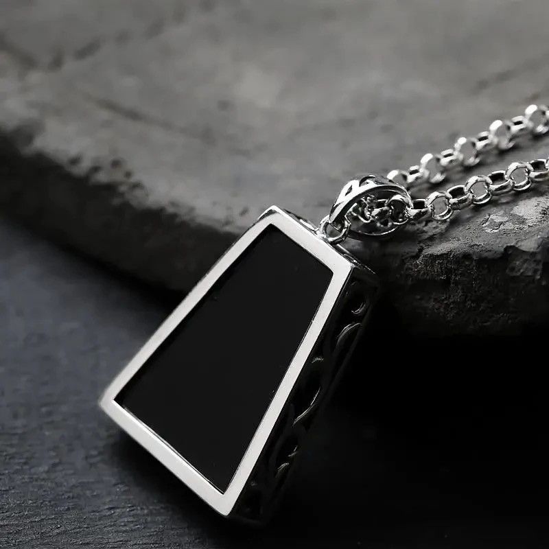 Jewelry Original design geometric black agate pendant necklace Size ONE SIZE - 5 Thumbnail