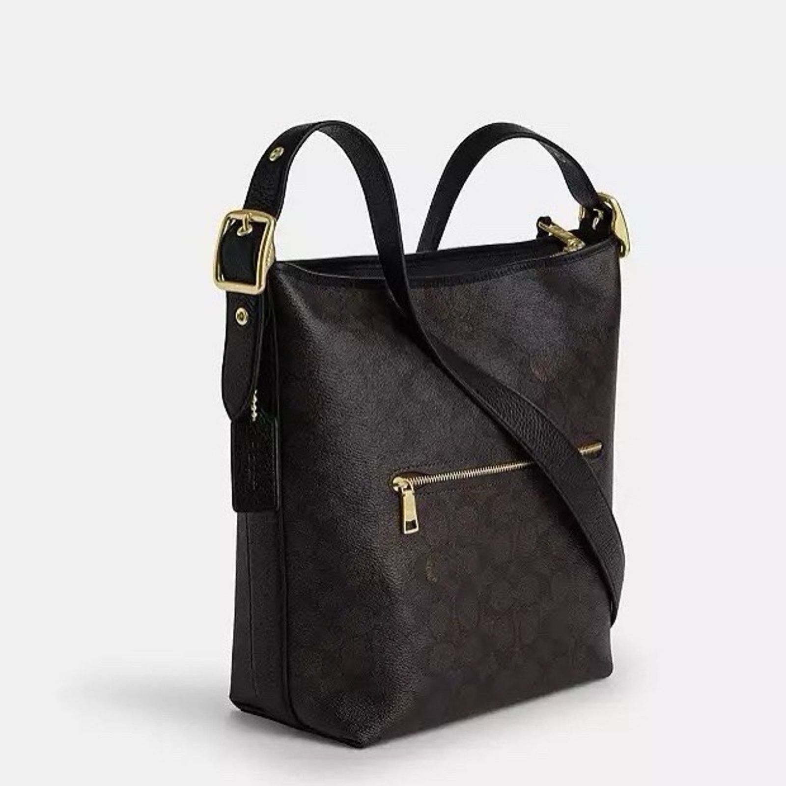 Coach Coach Womens Val Duffle Leather Bag Gold/Walnut/Black CAB12 Size ONE SIZE - 7 Thumbnail
