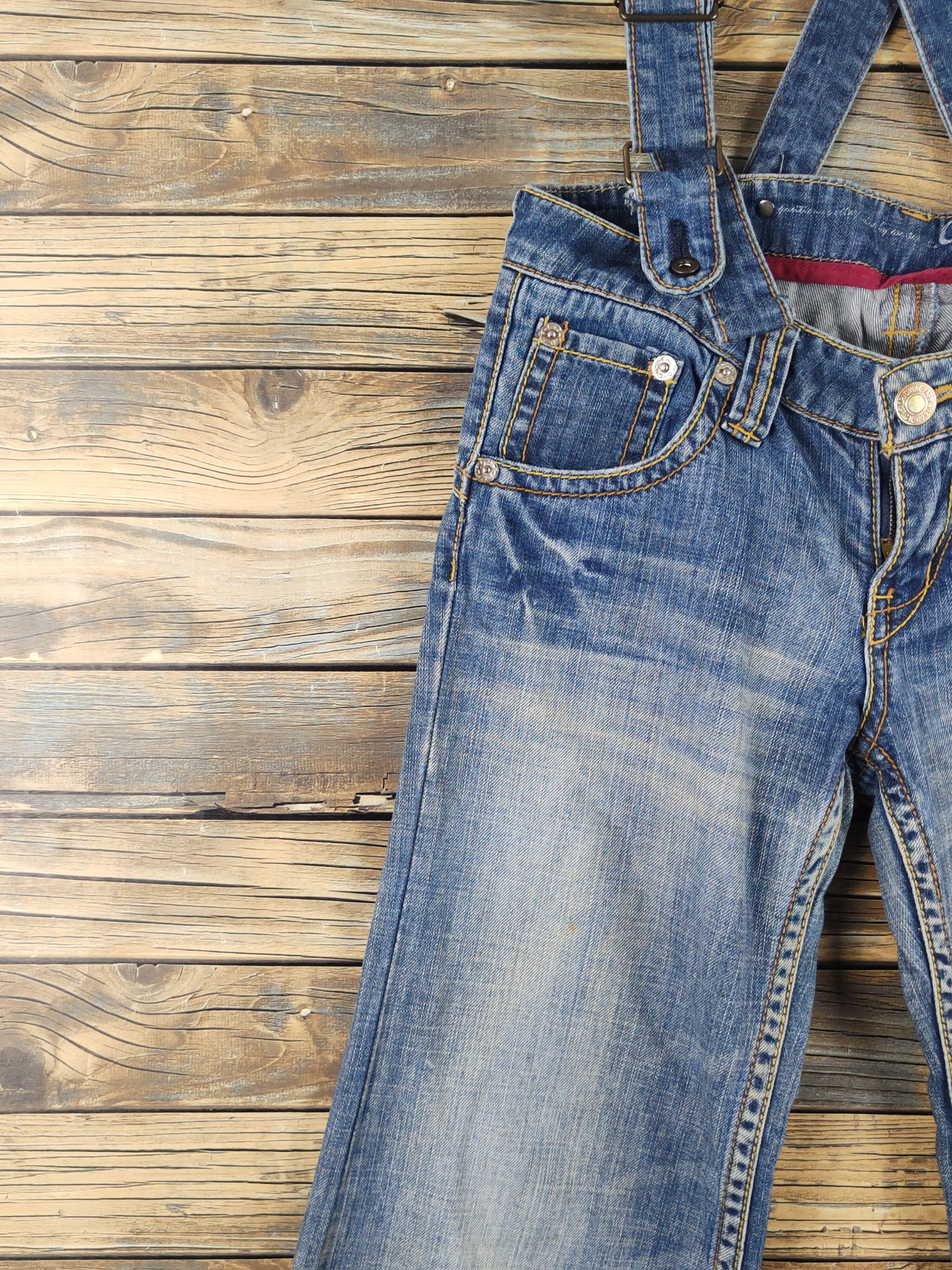 Japanese Brand DL Japanese Brand Blue Distressed Suspender Jeans #1082 Size 28" / US 6 / IT 42 - 6 Thumbnail