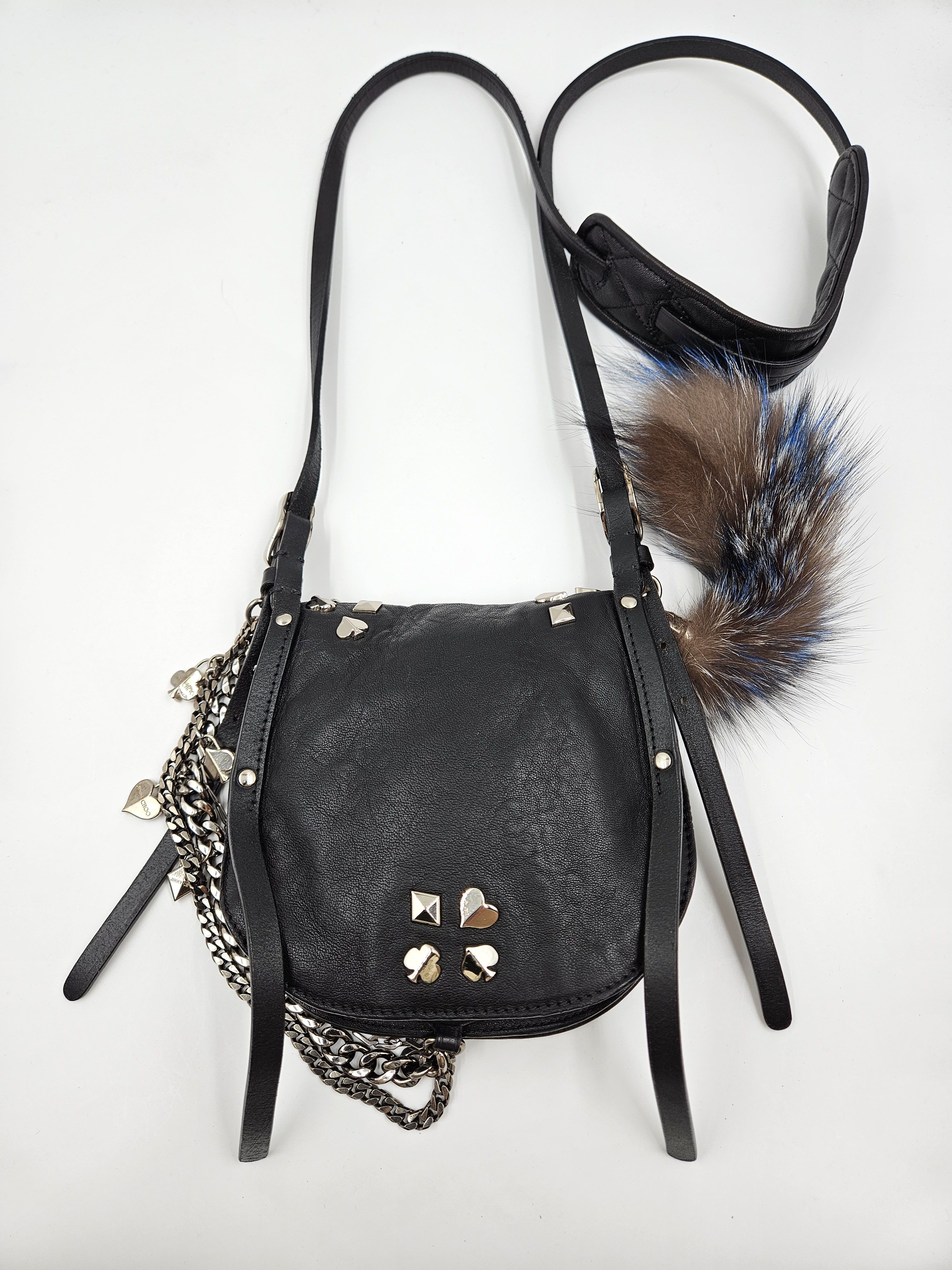 Jimmy Choo Black Leather Studded Card Suit Crossbody Bag Size ONE SIZE - 8 Thumbnail