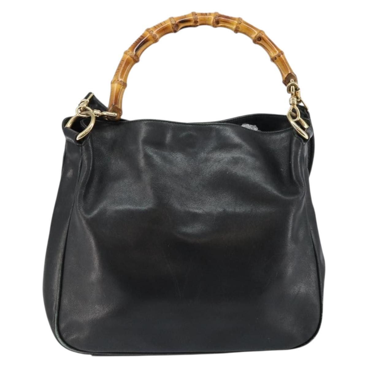 Gucci GUCCI Bamboo Handbag Leather Black Gold 001 2123 001 2123 Size ONE SIZE - 3 Thumbnail