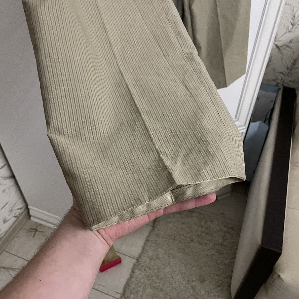 Hermes Vintage Hermes Beige Striped Cotton-Linen Casual Pants Size US 33 - 9 Thumbnail
