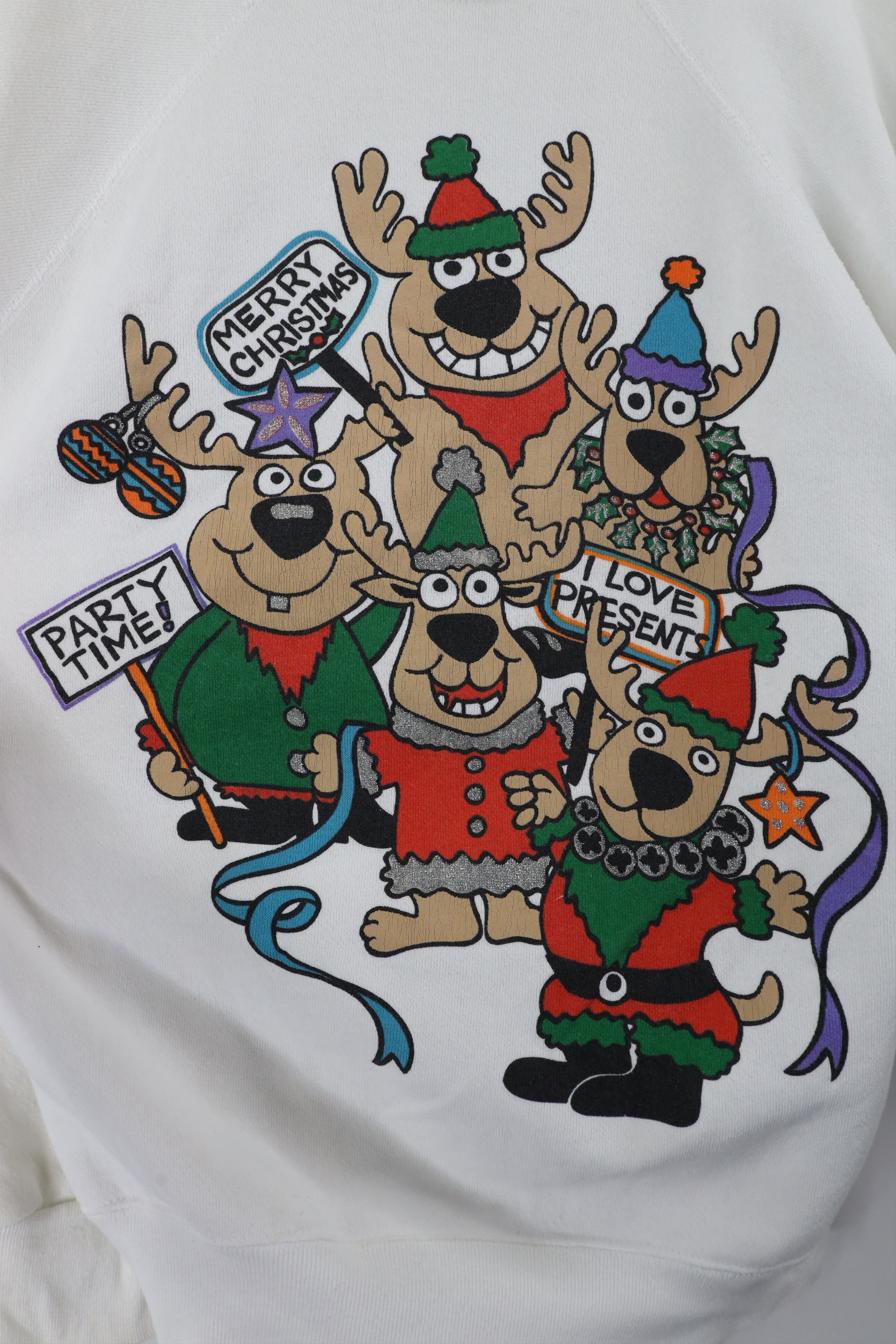 Vintage Vintage 80s 90s Streetwear Reindeer Sweatshirt White USA Size ONE SIZE - 7 Thumbnail