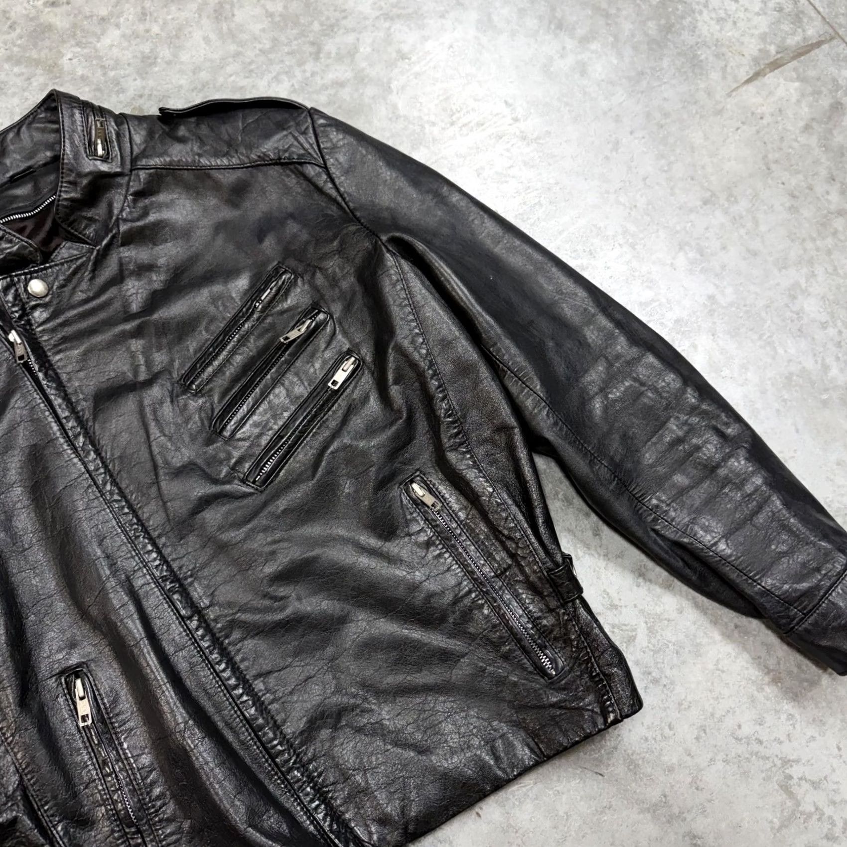 Ring Jacket VINTAGE Chess King Jacket Mens 36 Black Leather Motorcycle Biker Rock Zip 80s Size US XXS / EU 40 - 3 Thumbnail