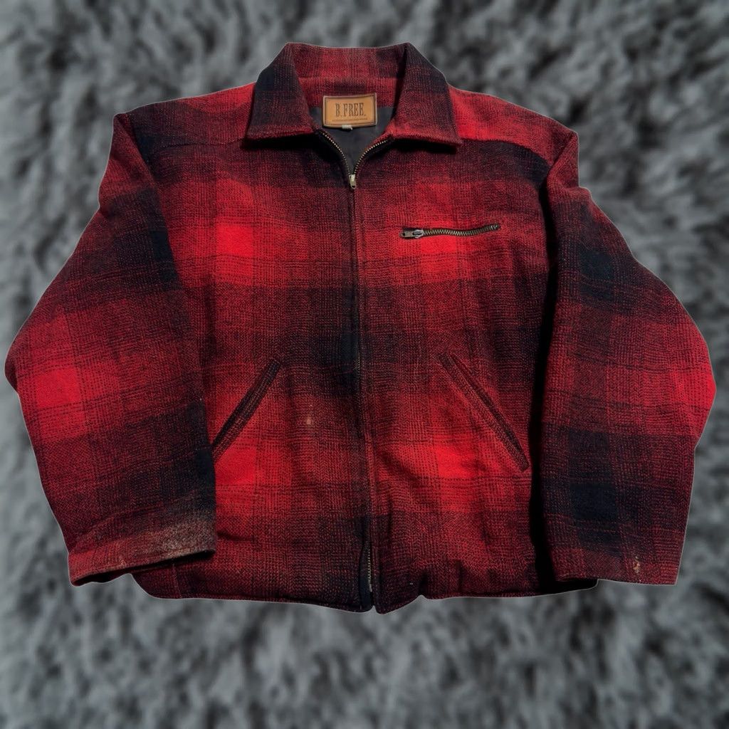 Vintage VINTAGE M Julian B. Free Wool Blend Plaid Flannel Jacket Red/Black USA Made Sz L Mens Jacket Size US L / EU 52-54 / 3 - 1 Thumbnail