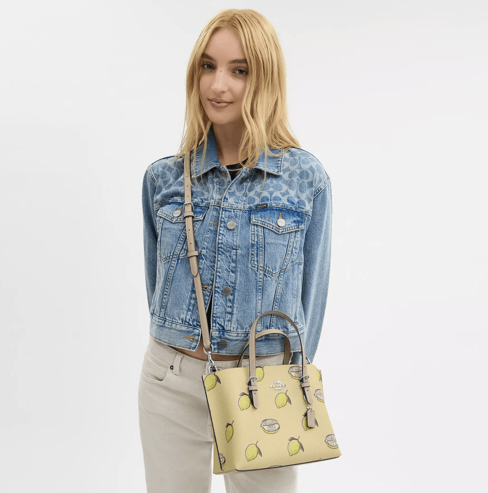 Coach Mollie Tote Bag 25 With Lemon Print CAL78 Size ONE SIZE - 9 Thumbnail