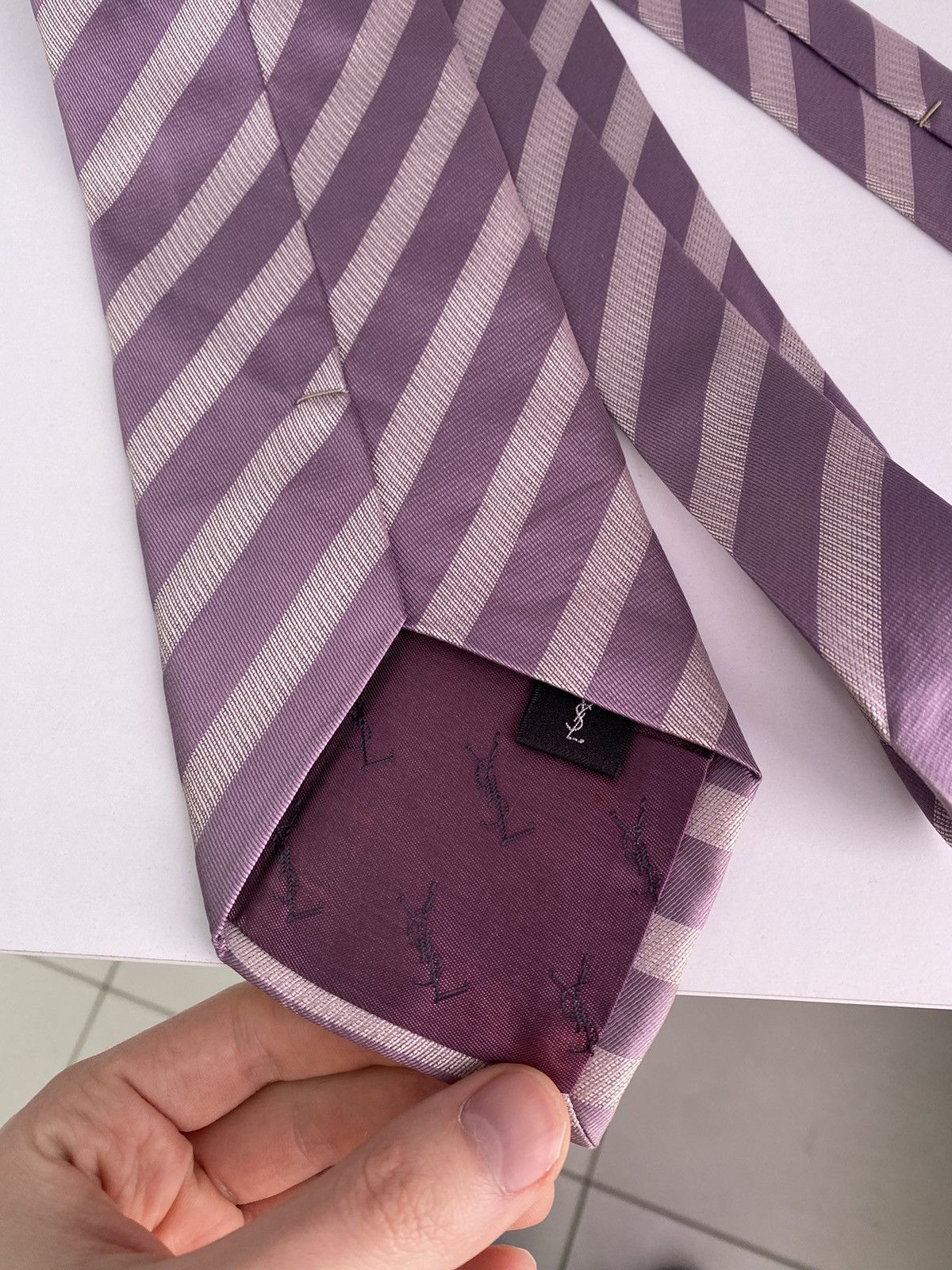 Vintage × Yves Saint Laurent Vintage Yves Saint Laurent Striped Tie Size ONE SIZE - 6 Thumbnail