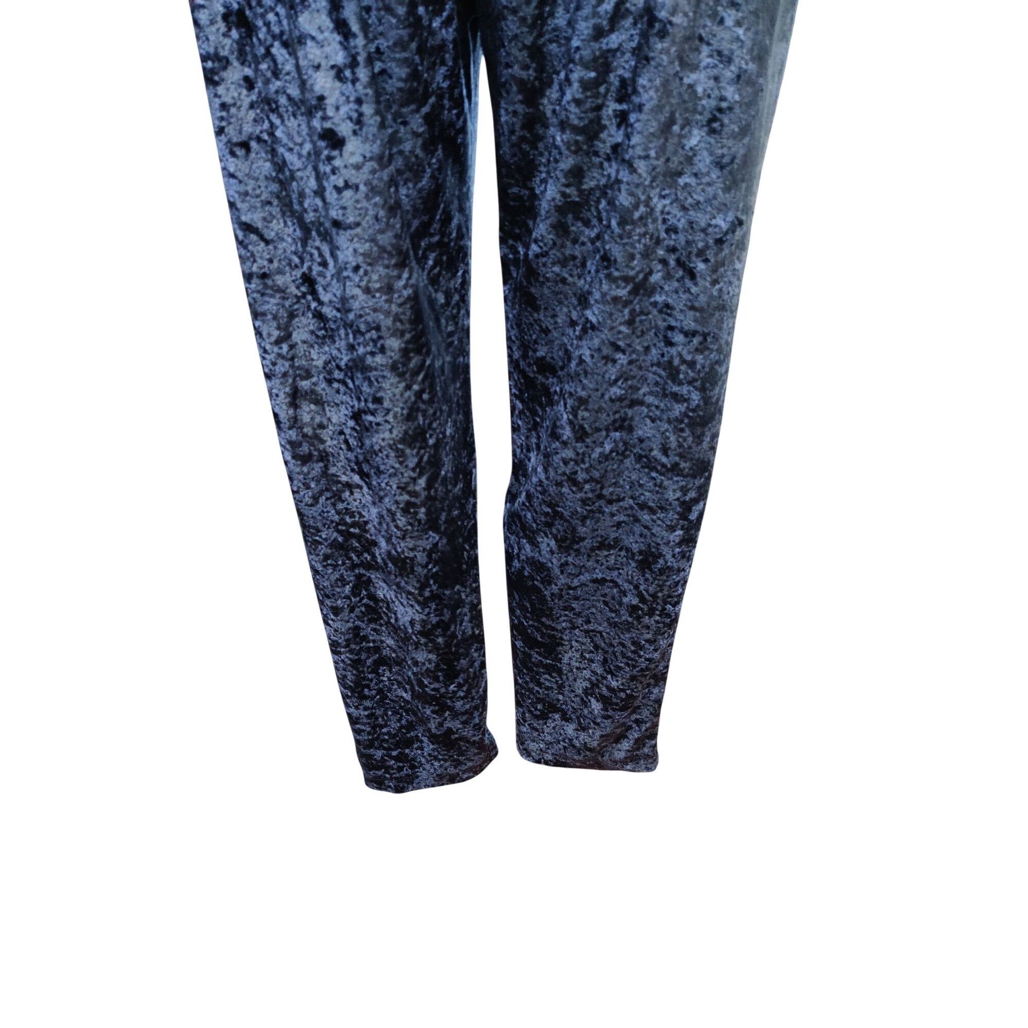 Vintage Womens L Pants Navy Crushed Velour Elastic Waist Soft Stret Size 33" - 7 Thumbnail