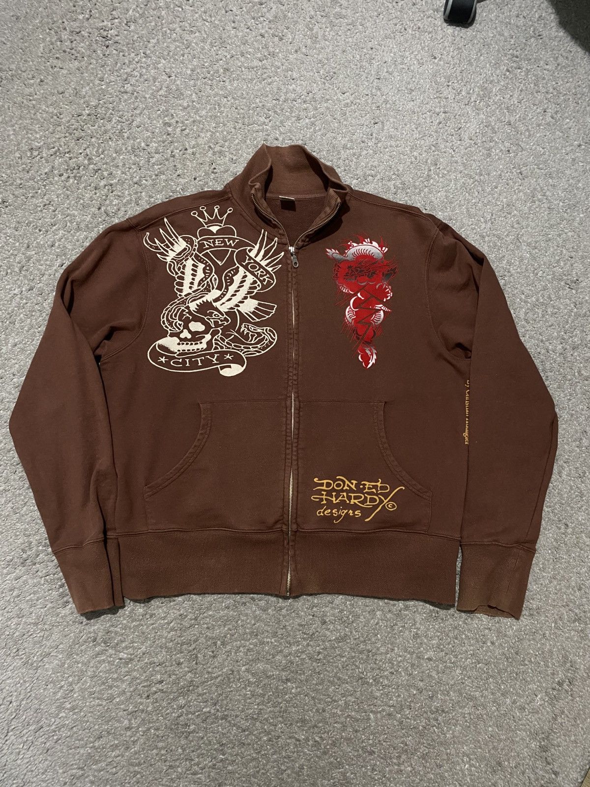 Vintage Ed Hardy Crewneck Zip y2k XL opium drip skull designs baggy Size US XL / EU 56 / 4 - 10 Thumbnail