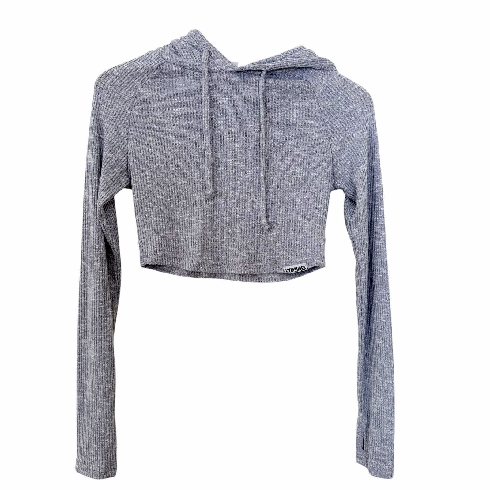 Gymshark Gymshark Gray Ribbed Cropped Hoodie Sz S Size S / US 4 / IT 40 - 1 Thumbnail