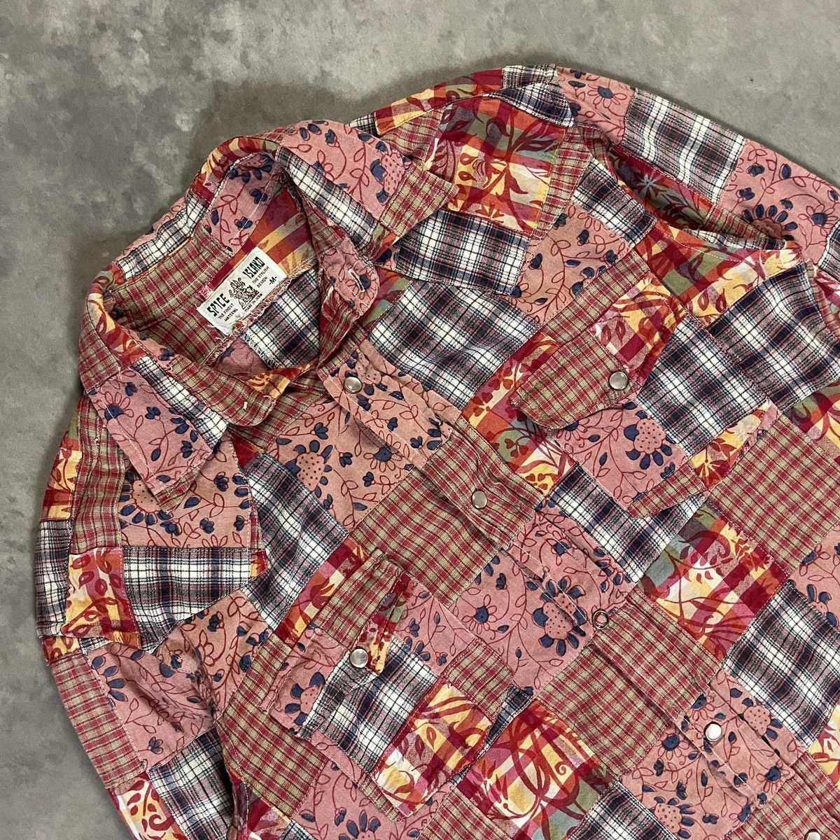 Flannel Spice Island Flannel Patch Work Western Shirt Plaid Floral Size US M / EU 48-50 / 2 - 2 Thumbnail