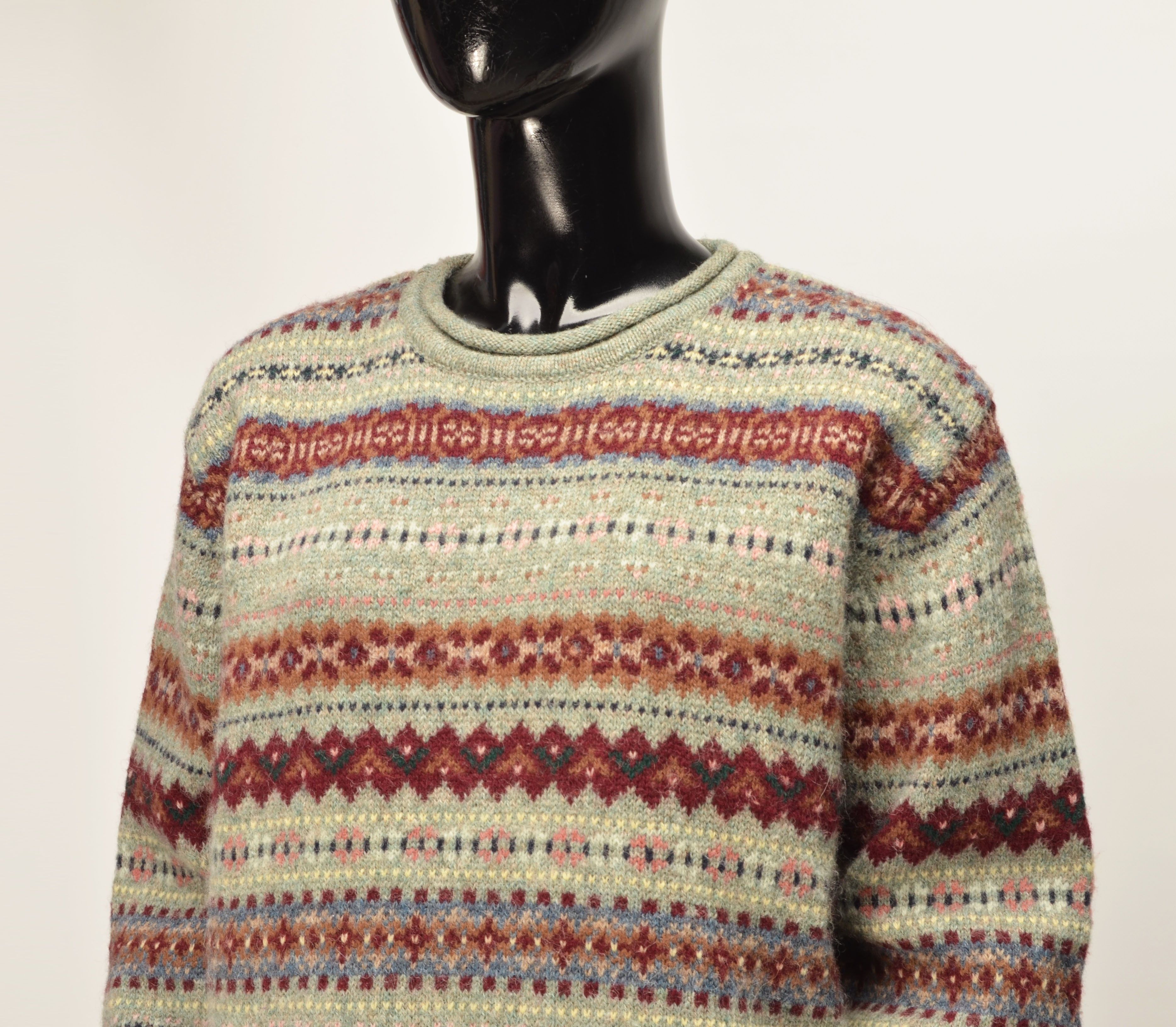 Eddie Bauer Vintage Eddie Bauer 90's Cottagecore Fair Isle Wool Sweater Size L / US 10 / IT 46 - 2 Thumbnail