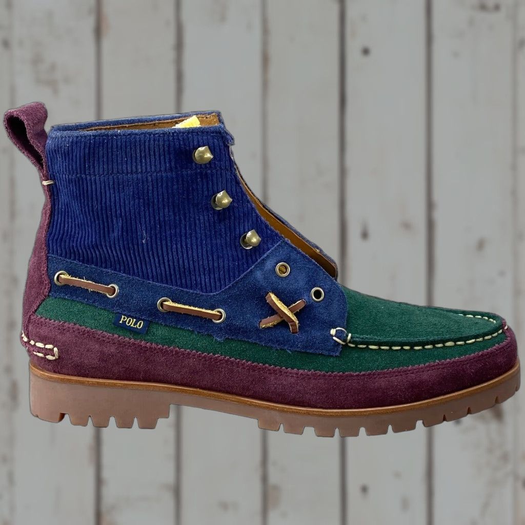 POLO Ralph Lauren Country Ranger MID Color Block Suede Corduroy Boots Men's 10