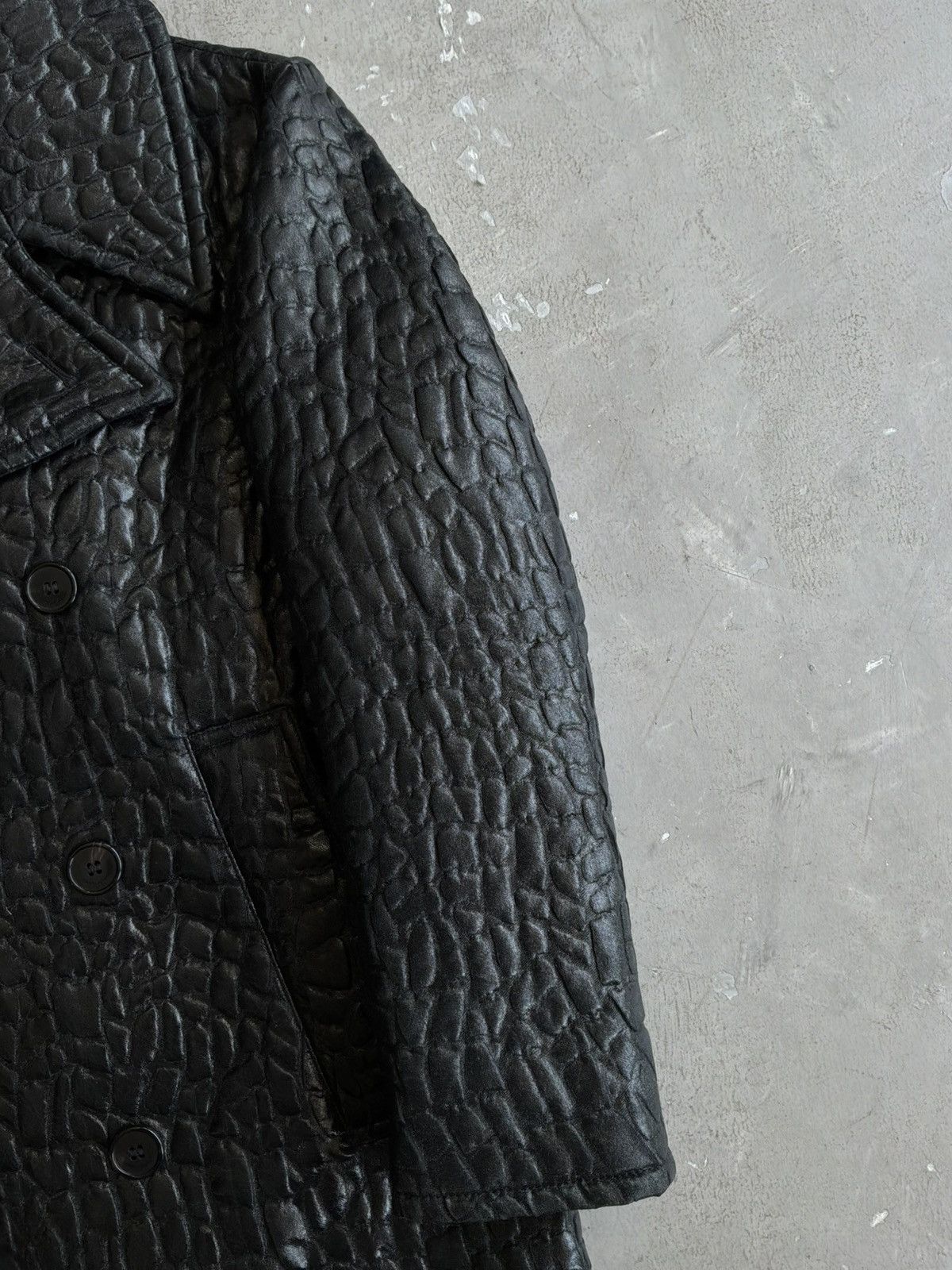 Saint Laurent Paris SLP - Crocodile Embossed Double Breasted Coat Size XXS / US 00 / IT 34 - 4 Thumbnail