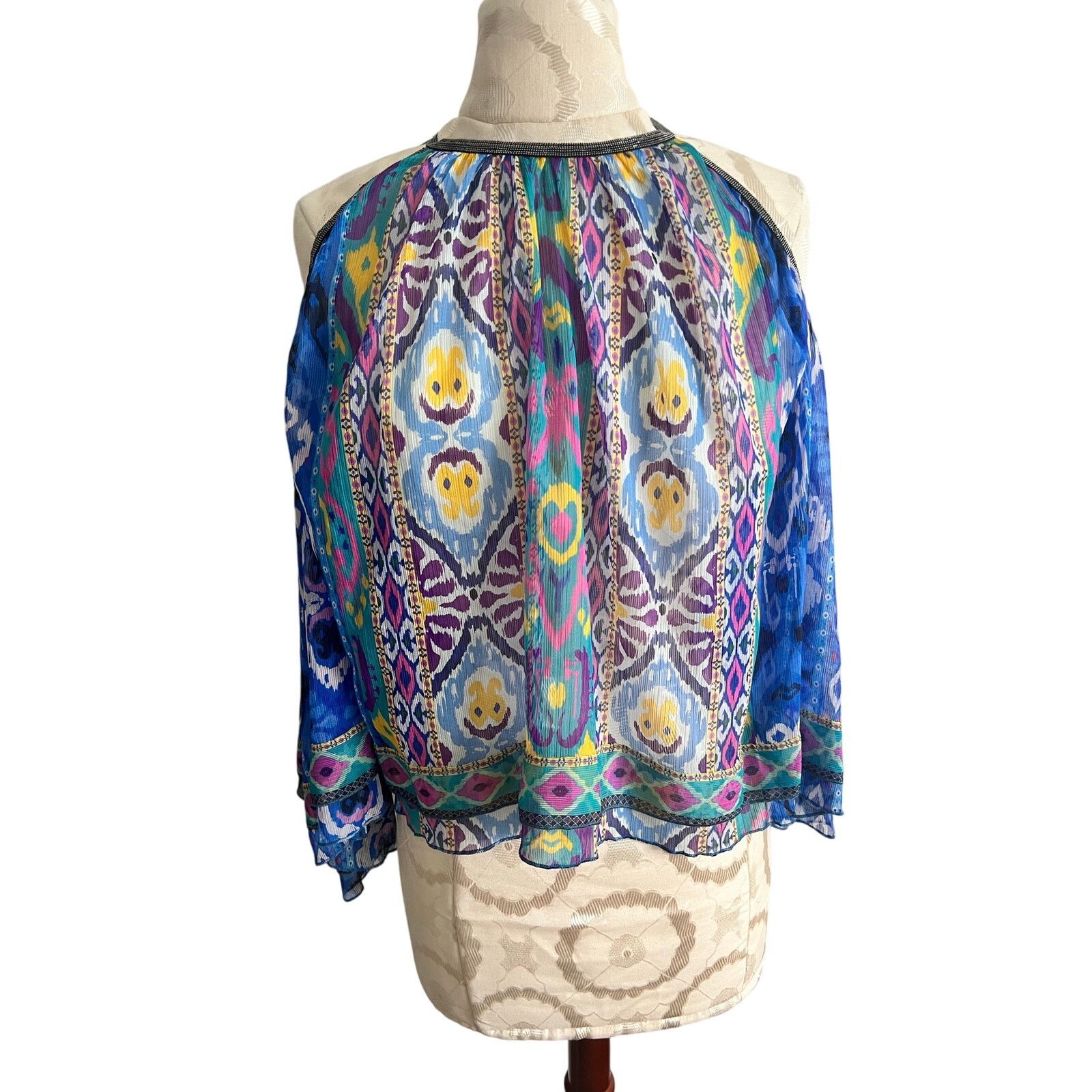 Zara Zara Open Shoulder Geometric Print Sheer Blouse Small Size S / US 4 / IT 40 - 1 Thumbnail